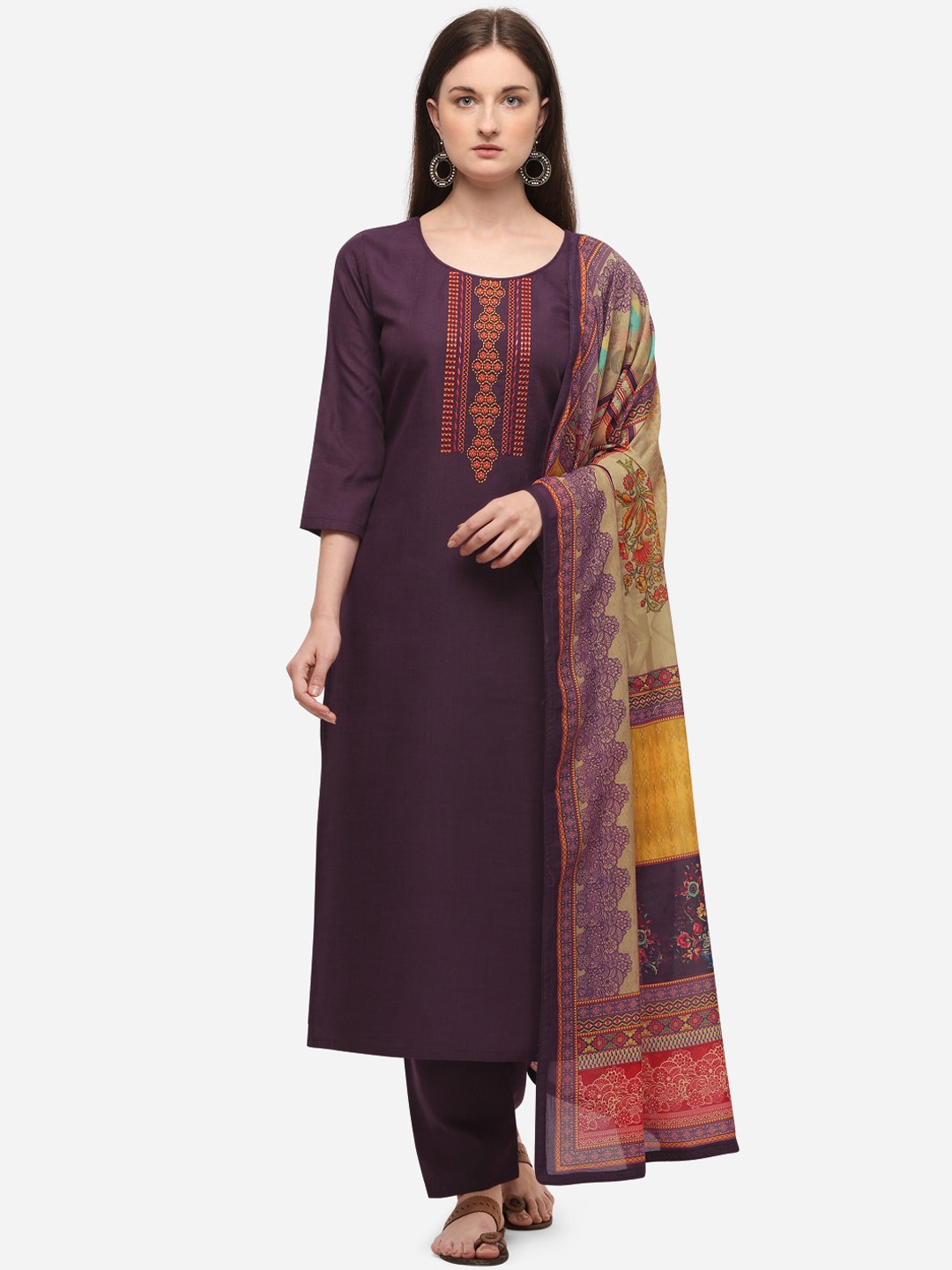 SheWill Women Burgundy Yoke Design Regular Thread Work Kurta with Trousers & With Dupatta
SheWill Women Burgundy Yoke Design Regular Thread Work Kurta with Trousers & With Dupatta