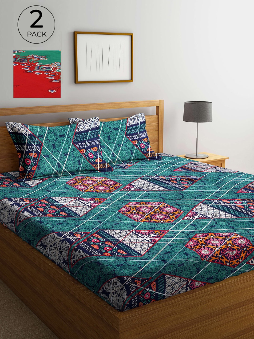 Arrabi Set Of 2 Multicoloured Printed 300 TC King Bedsheet With 4 Pillow Covers, Multi
Arrabi Set Of 2 Multicoloured Printed 300 TC King Bedsheet With 4 Pillow Covers, Multi