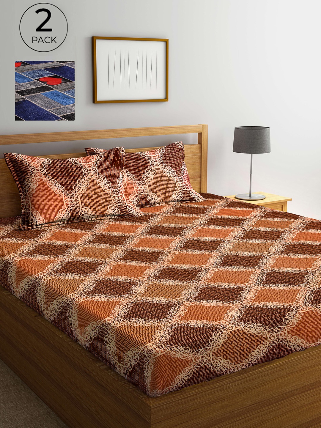Arrabi Pack Of 2 Multicoloured Ethnic Motifs 300 TC 2 King Bedsheet with 4 Pillow Covers, Multi
Arrabi Pack Of 2 Multicoloured Ethnic Motifs 300 TC 2 King Bedsheet with 4 Pillow Covers, Multi