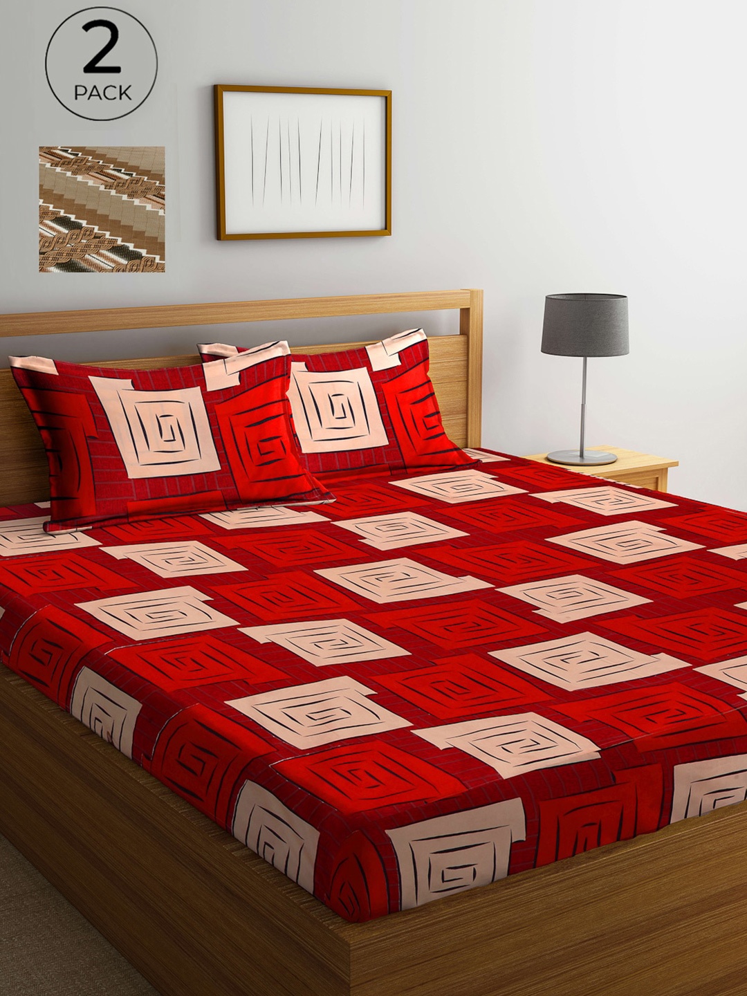 Arrabi Set Of 2 Multicoloured Geometric 300 TC King Bedsheet With 4 Pillow Covers, Multi
Arrabi Set Of 2 Multicoloured Geometric 300 TC King Bedsheet With 4 Pillow Covers, Multi