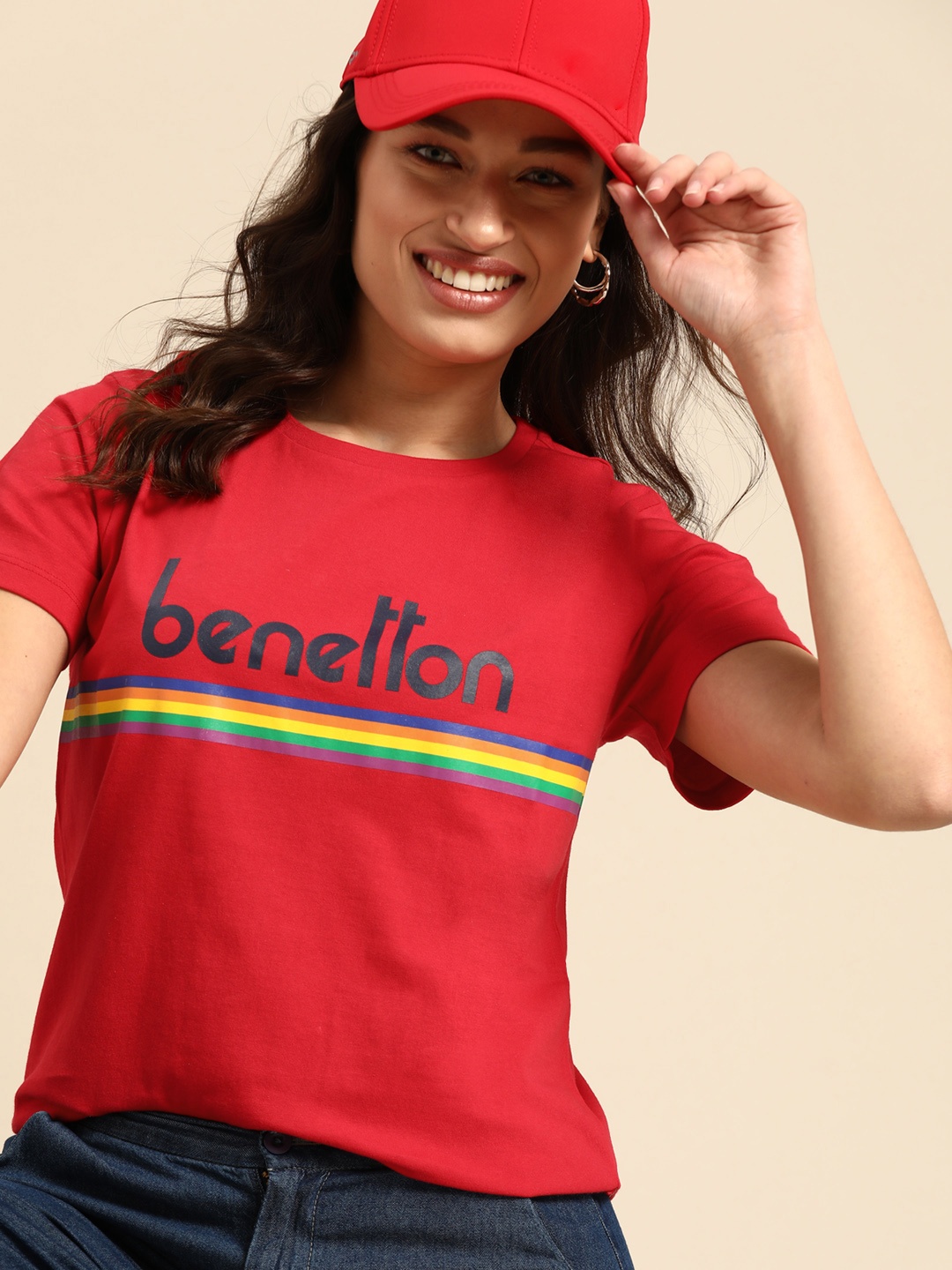 United Colors of Benetton Women Red Navy Blue Brand Logo Printed Pure Cotton T-shirt
United Colors of Benetton Women Red Navy Blue Brand Logo Printed Pure Cotton T-shirt