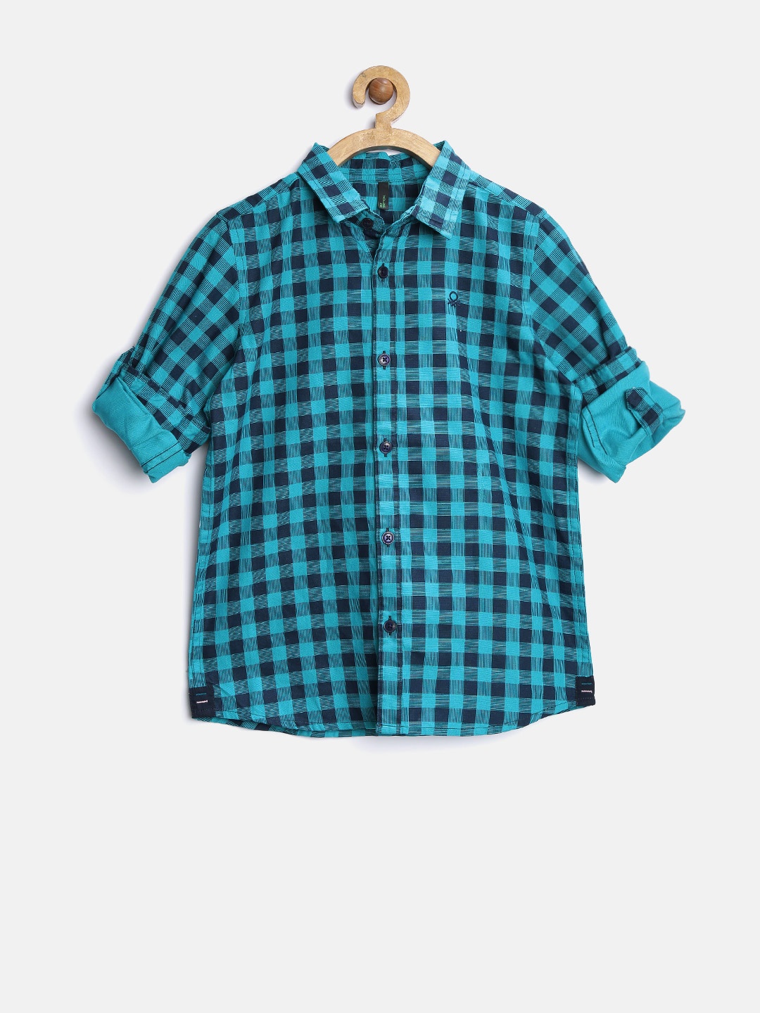 United Colors of Benetton Boys Blue Checked Shirt