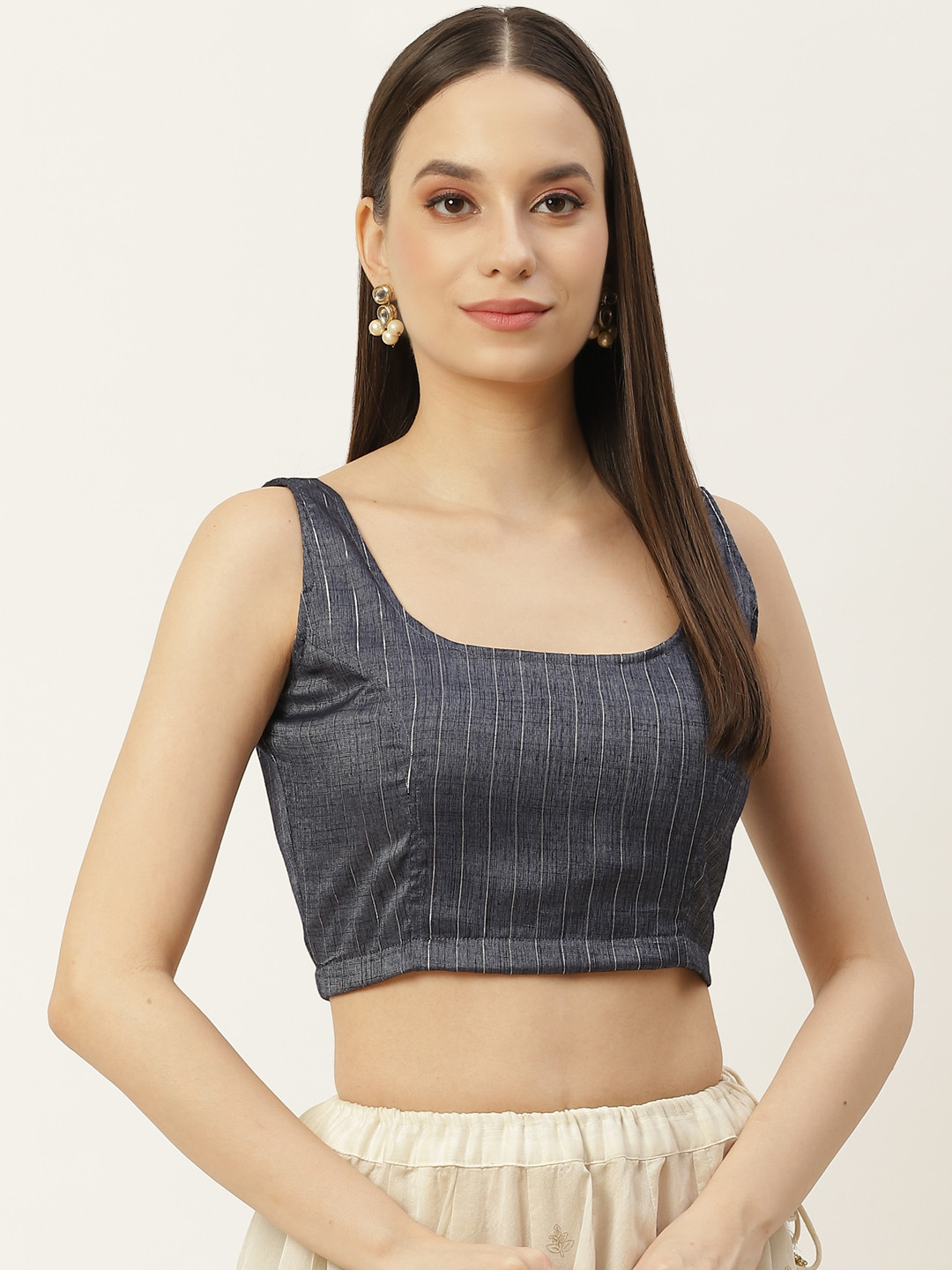 Molcha Women Blue & Silver Woven Design Cotton Sleeveless Padded Blouse
Molcha Women Blue & Silver Woven Design Cotton Sleeveless Padded Blouse