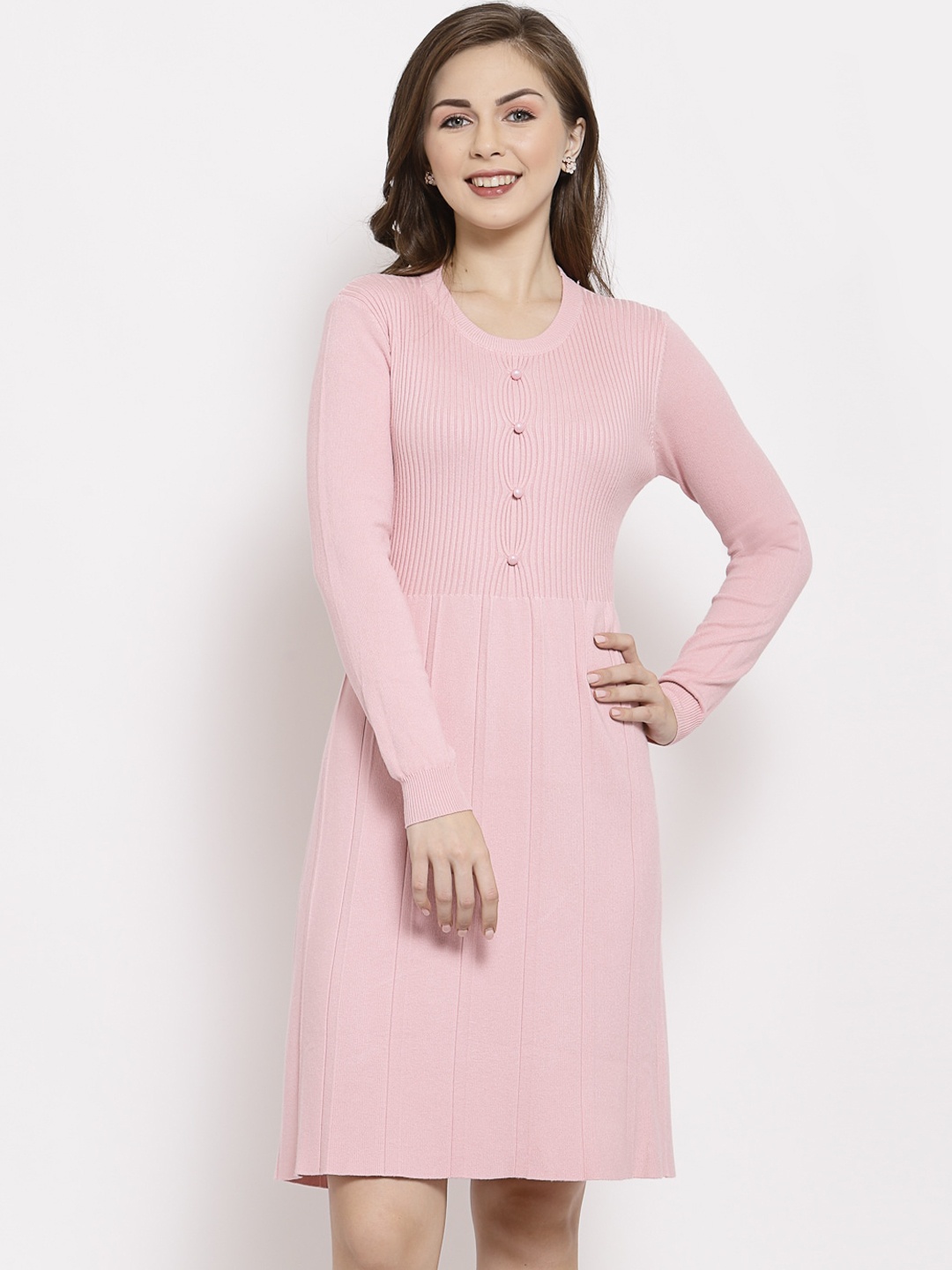 Mafadeny Pink A-Line Dress