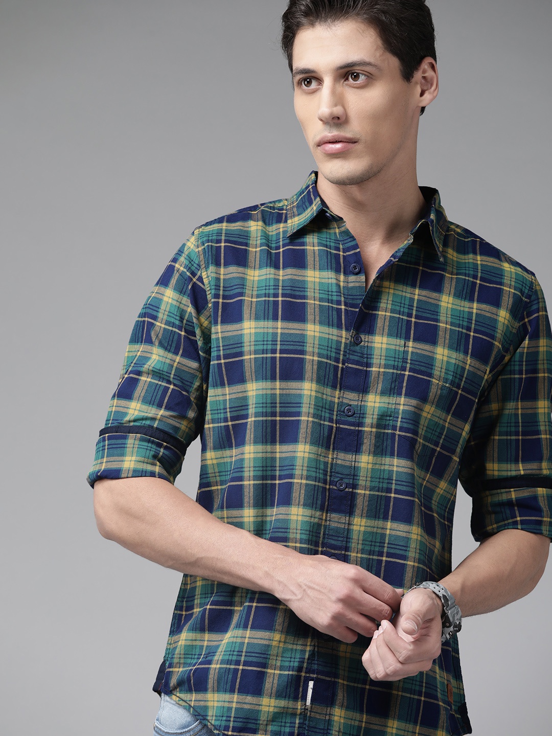 Roadster Men Navy Blue & Green Tartan Checks Pure Cotton Opaque Sustainable Casual Shirt
Roadster Men Navy Blue & Green Tartan Checks Pure Cotton Opaque Sustainable Casual Shirt