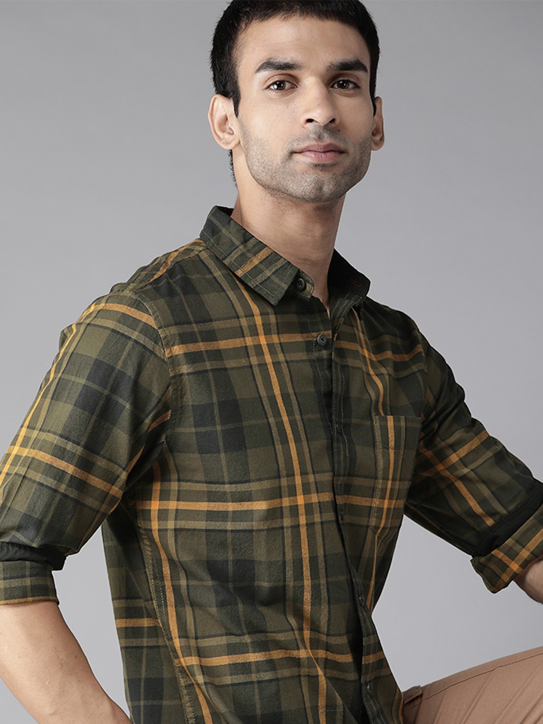 Roadster Men Olive Green & Yellow Cotton Tartan Checks Opaque Checked Sustainable Casual Shirt
Roadster Men Olive Green & Yellow Cotton Tartan Checks Opaque Checked Sustainable Casual Shirt