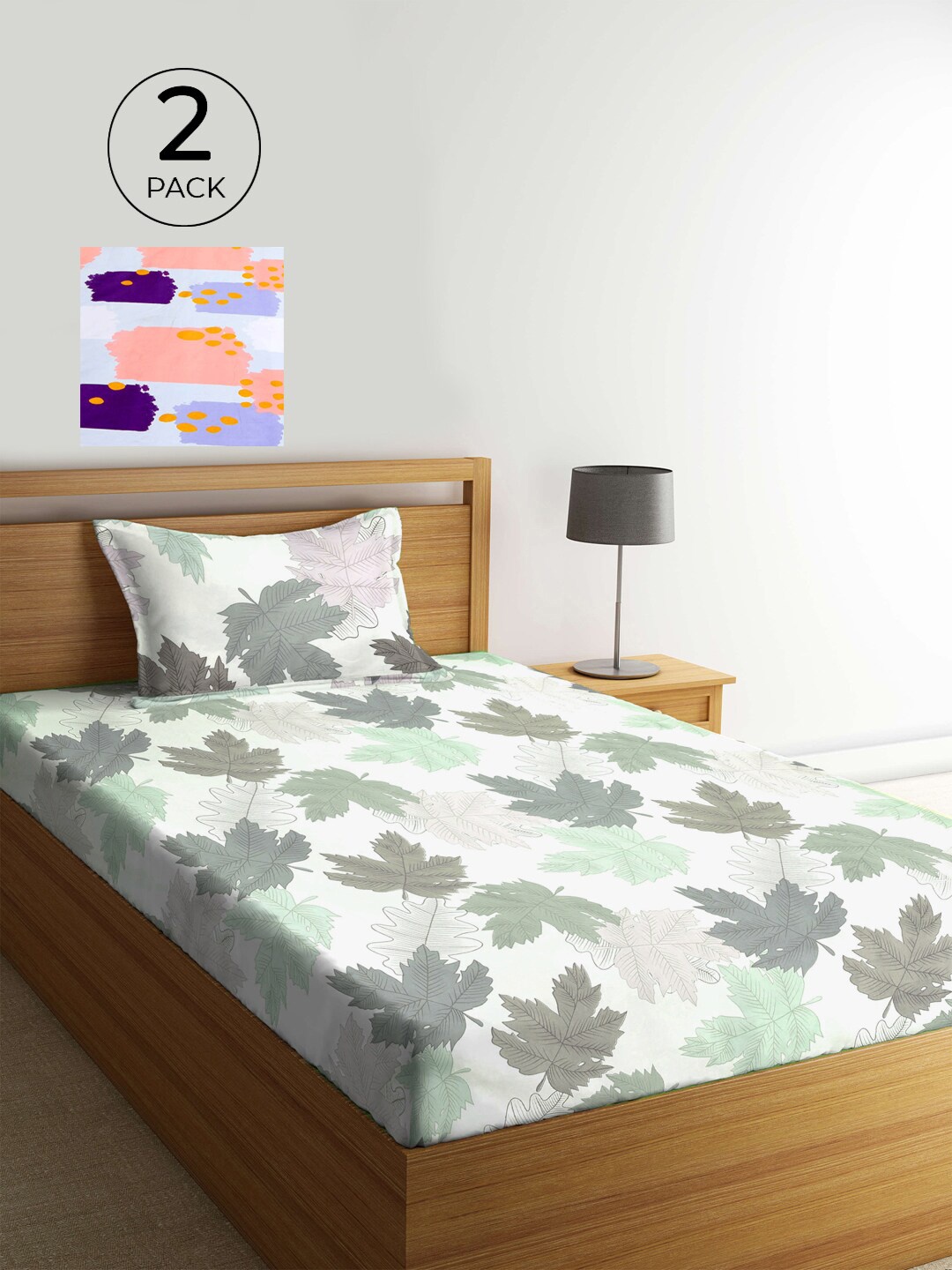 KLOTTHE Pack of 2 Multicoloured Floral 210 TC Single Bedsheet & Pillow Covers, Multi
KLOTTHE Pack of 2 Multicoloured Floral 210 TC Single Bedsheet & Pillow Covers, Multi