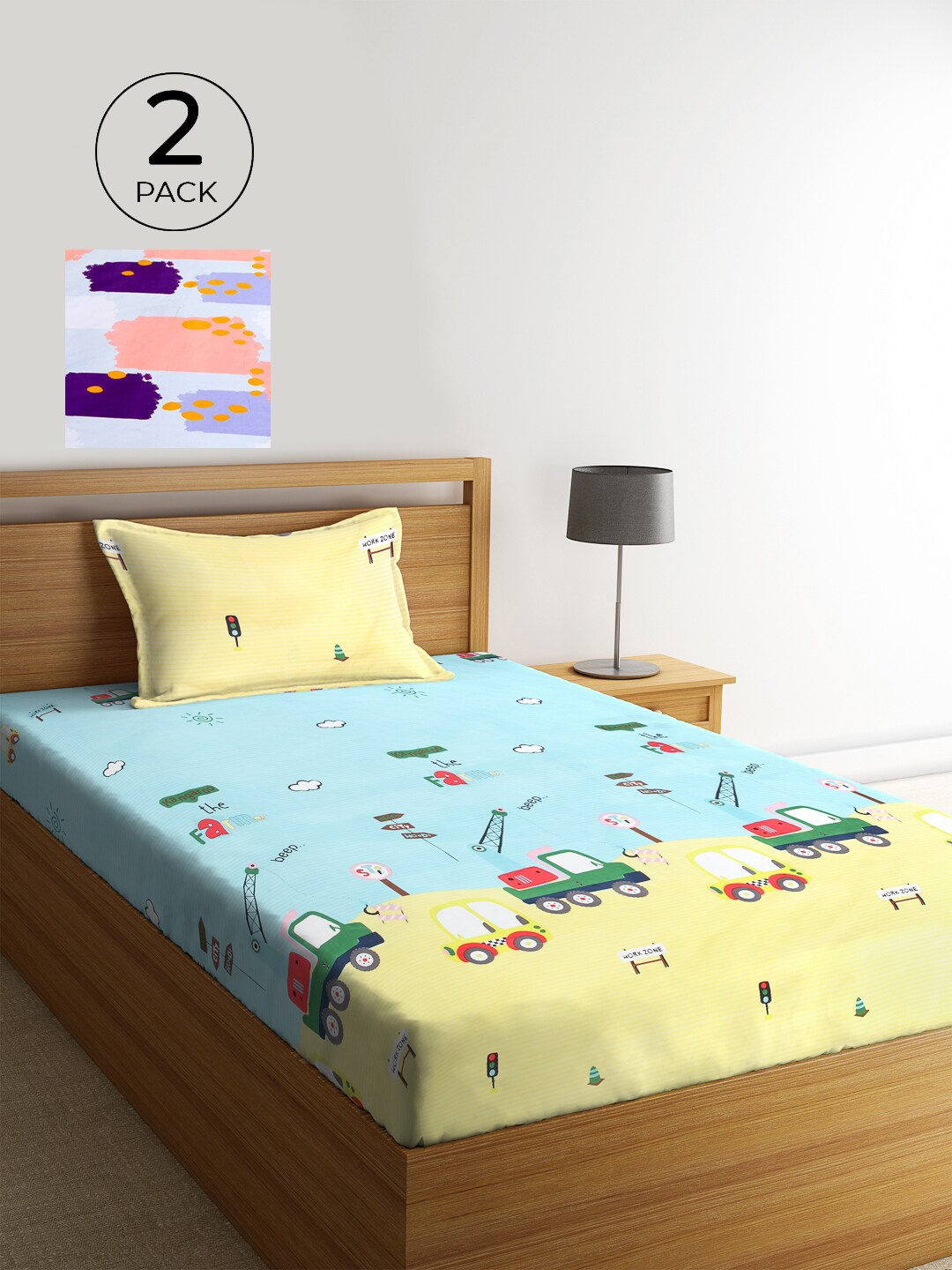 KLOTTHE Pack of 2 Multicoloured Cartoon Characters 210 TC Single Bedsheet & Pillow Covers, Multi
KLOTTHE Pack of 2 Multicoloured Cartoon Characters 210 TC Single Bedsheet & Pillow Covers, Multi