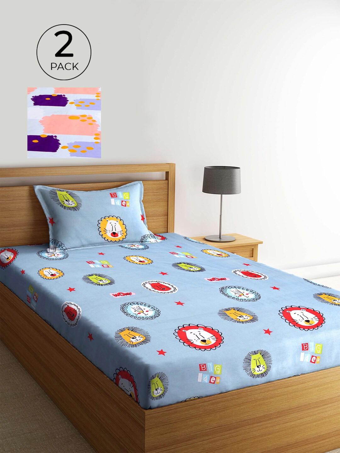 KLOTTHE Pack of 2 Multicoloured Cartoon Characters 210 TC Single Bedsheet & Pillow Covers, Multi
KLOTTHE Pack of 2 Multicoloured Cartoon Characters 210 TC Single Bedsheet & Pillow Covers, Multi