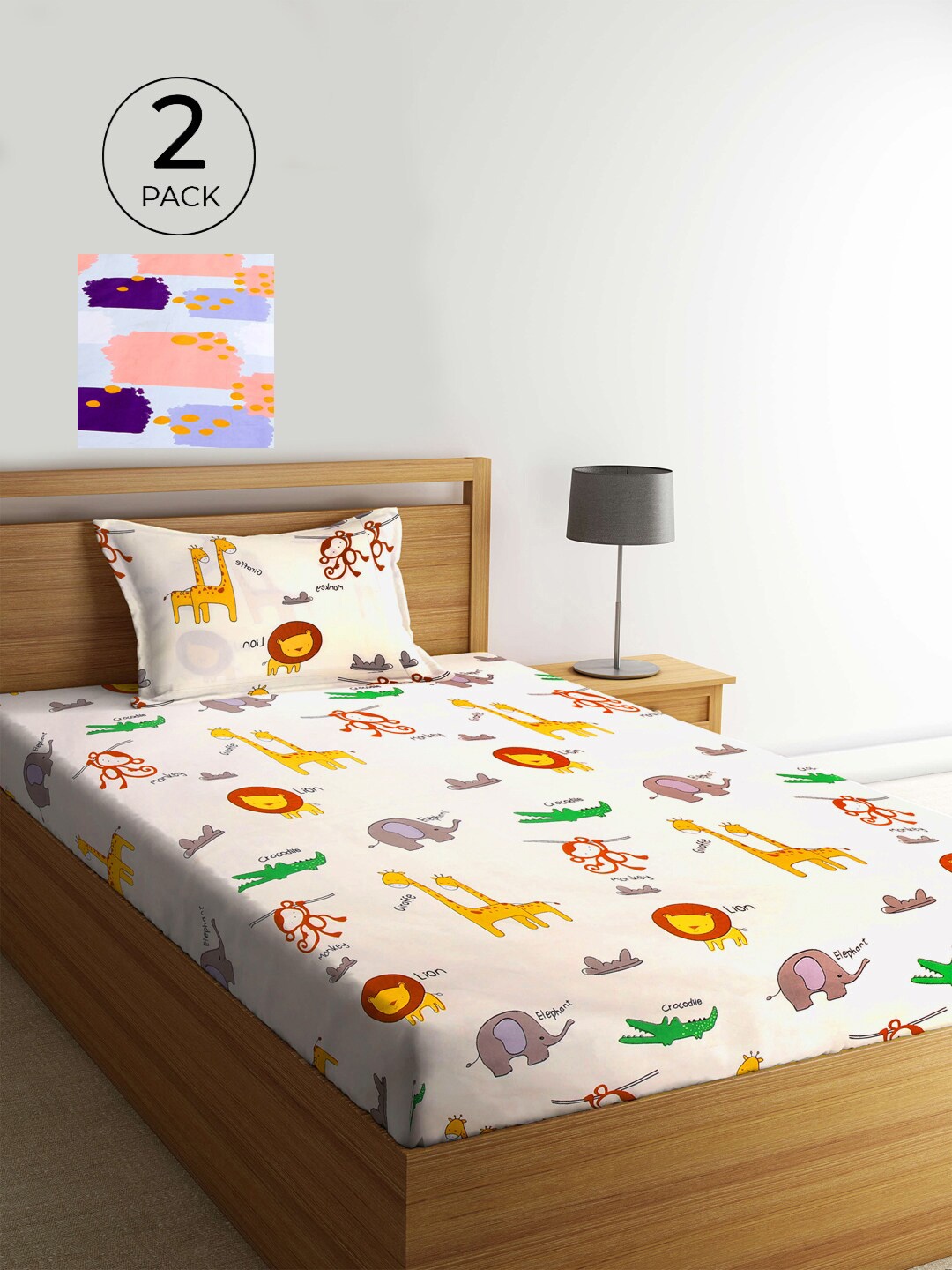 KLOTTHE Pack of 2 Multicoloured Cartoon Characters 210 TC Single Bedsheet & Pillow Covers, Multi
KLOTTHE Pack of 2 Multicoloured Cartoon Characters 210 TC Single Bedsheet & Pillow Covers, Multi