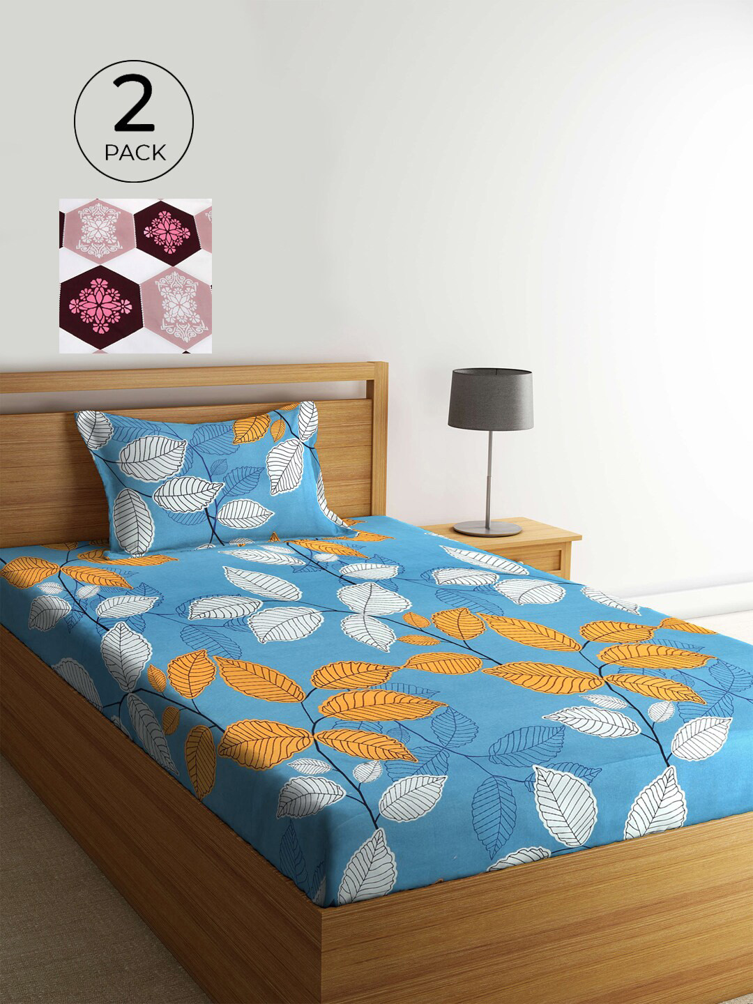 KLOTTHE Pack of 2 Multicoloured Floral 210 TC Single Bedsheet & Pillow Covers, Multi 
KLOTTHE Pack of 2 Multicoloured Floral 210 TC Single Bedsheet & Pillow Covers, Multi
