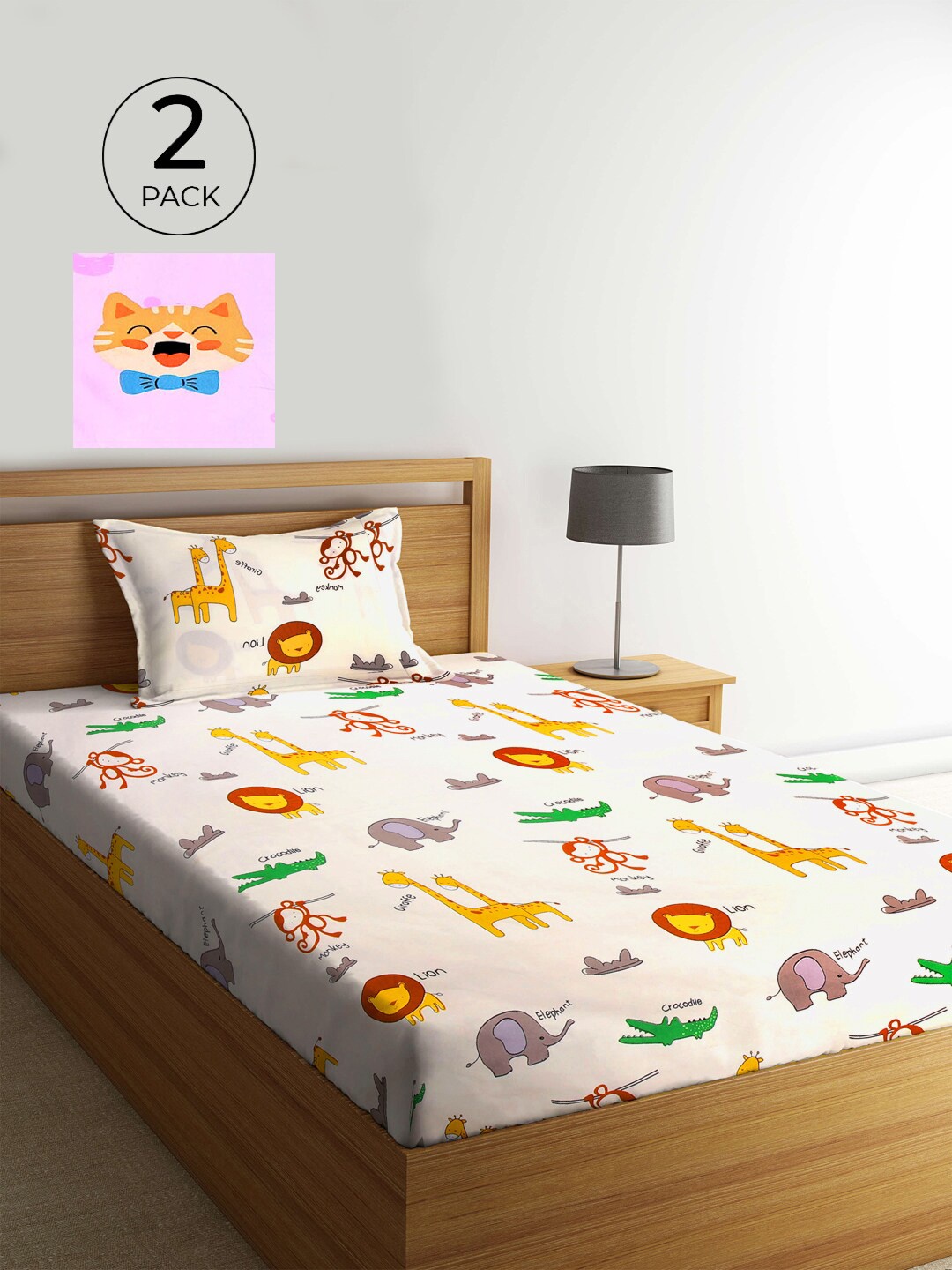 KLOTTHE Pack of 2 Multicoloured Cartoon Characters 210 TC Single Bedsheet & Pillow Covers, Multi
KLOTTHE Pack of 2 Multicoloured Cartoon Characters 210 TC Single Bedsheet & Pillow Covers, Multi