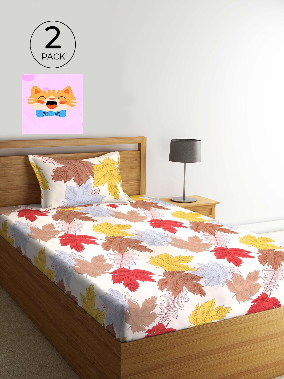 KLOTTHE Pack of 2 Multicoloured Floral 210 TC Single Bedsheet with Pillow Covers, Multi
KLOTTHE Pack of 2 Multicoloured Floral 210 TC Single Bedsheet with Pillow Covers, Multi