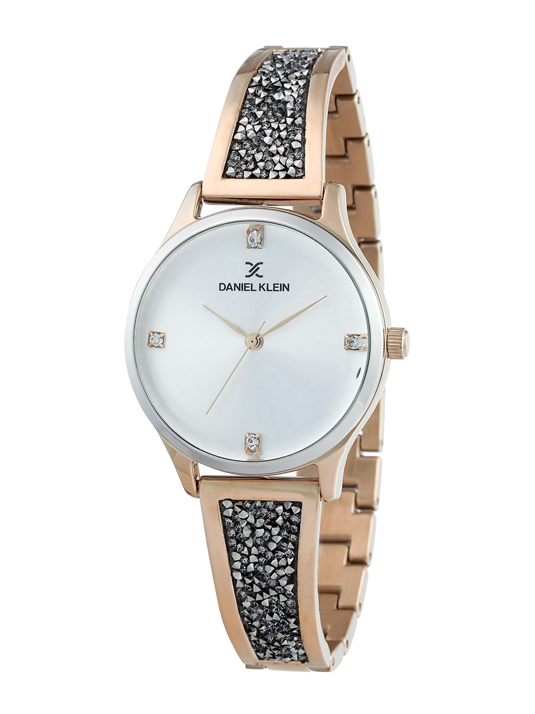 Daniel Klein Women Silver-Toned Embellished Dial & Rose Gold Toned Stainless Steel Bracelet Style Straps Watch
Daniel Klein Women Silver-Toned Embellished Dial & Rose Gold Toned Stainless Steel Bracelet Style Straps Watch