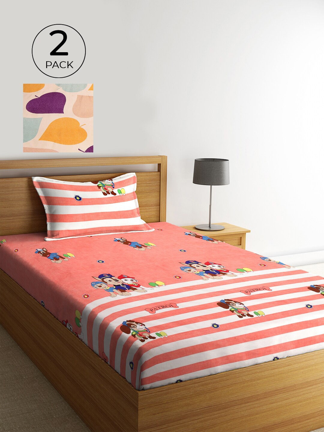 KLOTTHE Set Of 2 Multicoloured Printed Cotton 210 TC Single Bedsheet with Pillow Covers, Multi
KLOTTHE Set Of 2 Multicoloured Printed Cotton 210 TC Single Bedsheet with Pillow Covers, Multi