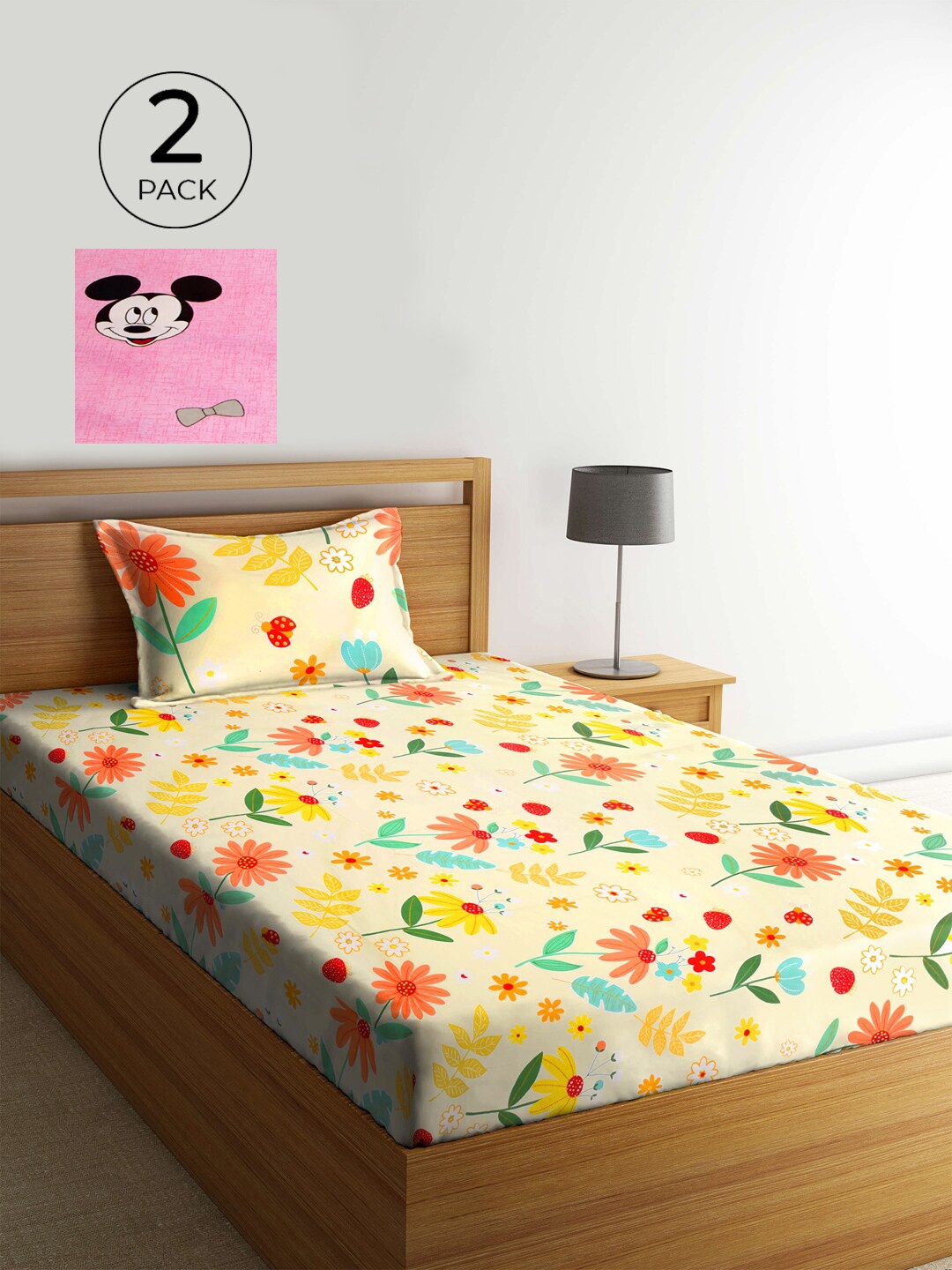 KLOTTHE Set Of 2 Multicoloured Printed Cotton 210 TC Single Bedsheet with Pillow Covers, Multi
KLOTTHE Set Of 2 Multicoloured Printed Cotton 210 TC Single Bedsheet with Pillow Covers, Multi