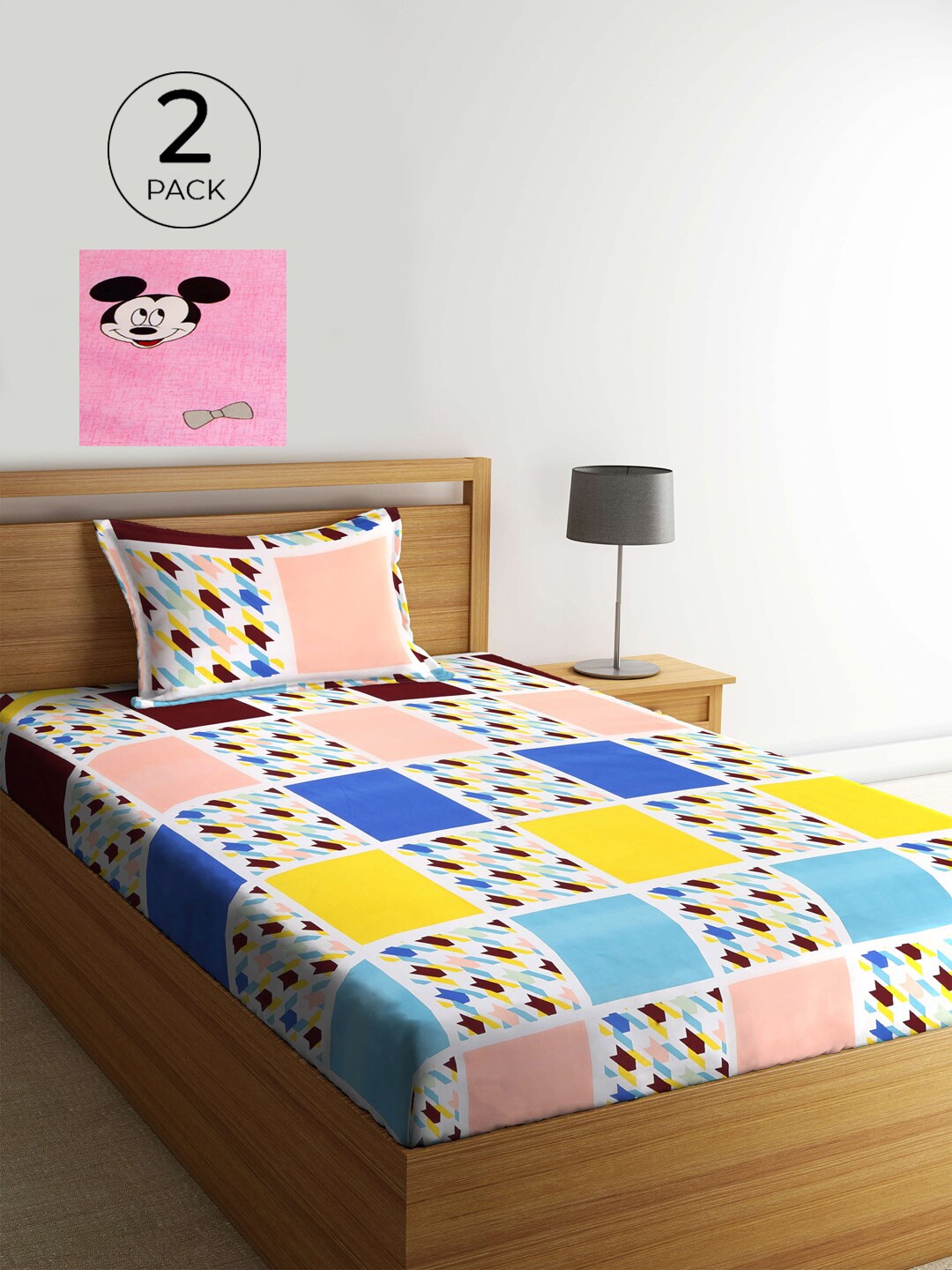 KLOTTHE Set Of 2 Multicoloured Printed Cotton 210 TC Single Bedsheet with Pillow Covers, Multi
KLOTTHE Set Of 2 Multicoloured Printed Cotton 210 TC Single Bedsheet with Pillow Covers, Multi