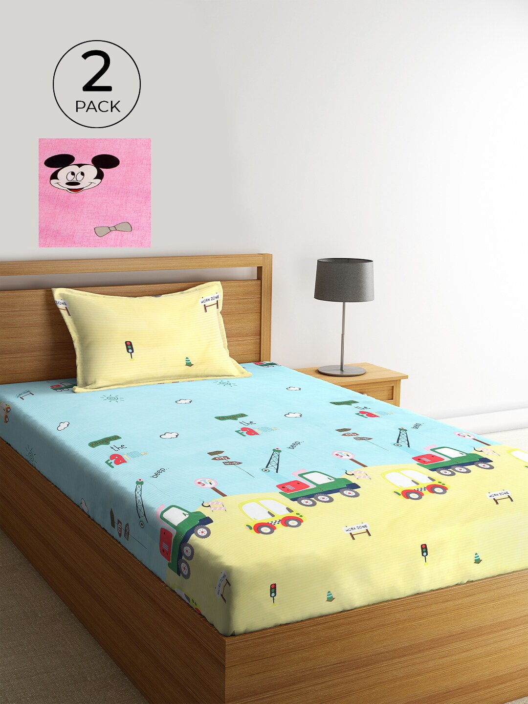 KLOTTHE Set Of 2 Multicoloured Printed Cotton 210 TC Single Bedsheet with Pillow Covers, Multi
KLOTTHE Set Of 2 Multicoloured Printed Cotton 210 TC Single Bedsheet with Pillow Covers, Multi