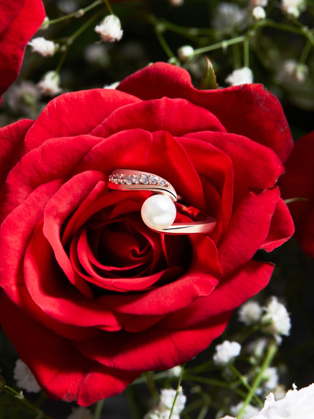 AMI Rose Women Gold-Plated White CZ-Studded & Pearl Beaded Adjustable Finger Ring, Rose gold
AMI Rose Women Gold-Plated White CZ-Studded & Pearl Beaded Adjustable Finger Ring, Rose gold