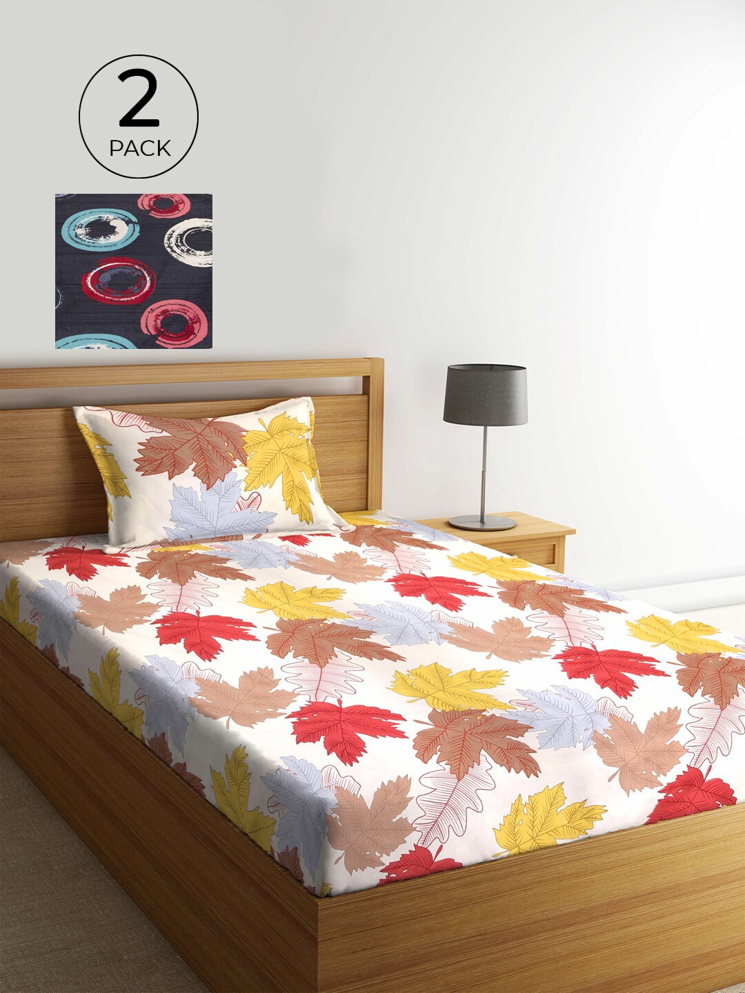 KLOTTHE Set Of 2 Multicoloured Printed Cotton 210 TC Single Bedsheet with Pillow Covers, Multi
KLOTTHE Set Of 2 Multicoloured Printed Cotton 210 TC Single Bedsheet with Pillow Covers, Multi