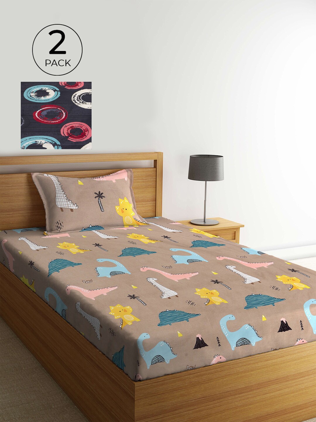 KLOTTHE Set Of 2 Multicoloured Printed Cotton 210 TC Single Bedsheet with Pillow Covers, Multi
KLOTTHE Set Of 2 Multicoloured Printed Cotton 210 TC Single Bedsheet with Pillow Covers, Multi