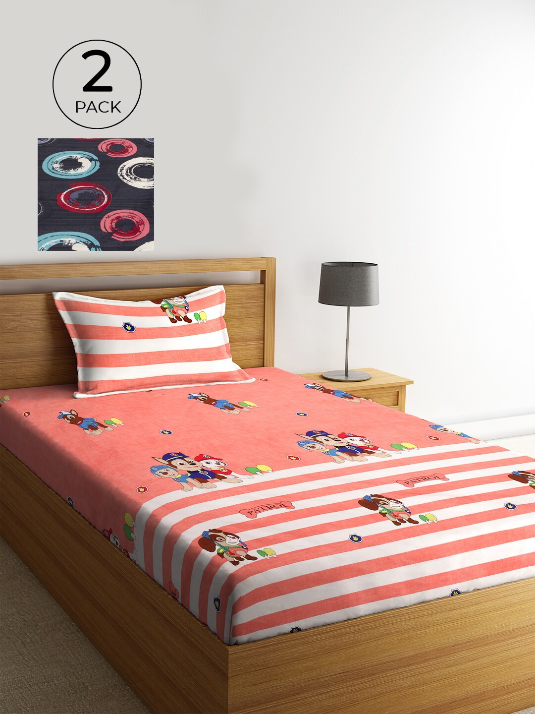 KLOTTHE Pink & Navy Blue Cartoon Characters 210 TC 2 Single Bedsheet with 2 Pillow Covers
KLOTTHE Pink & Navy Blue Cartoon Characters 210 TC 2 Single Bedsheet with 2 Pillow Covers