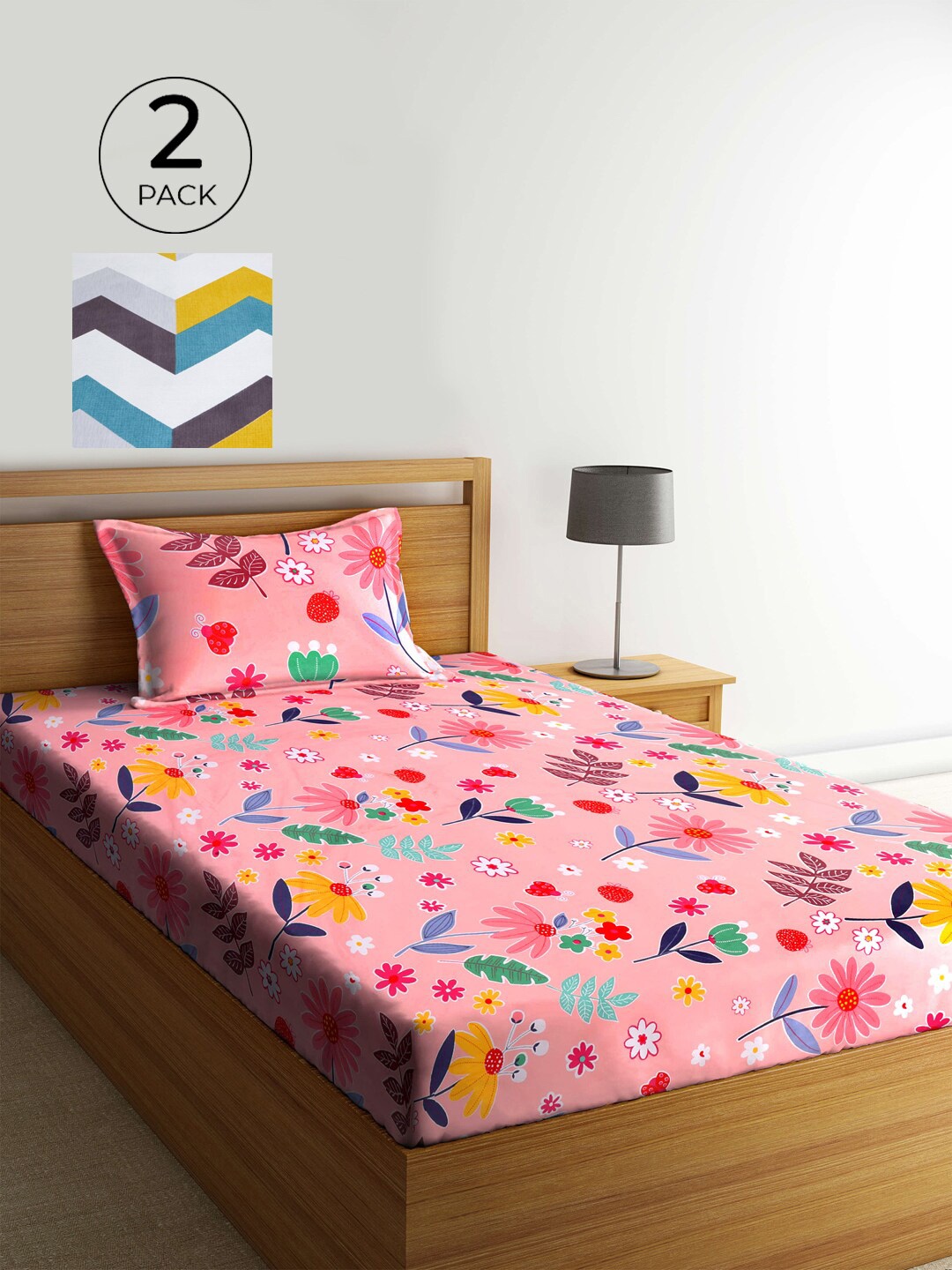 KLOTTHE Pink & White Floral Printed 210 TC 2 Single Bedsheet with 2 Pillow Covers
KLOTTHE Pink & White Floral Printed 210 TC 2 Single Bedsheet with 2 Pillow Covers