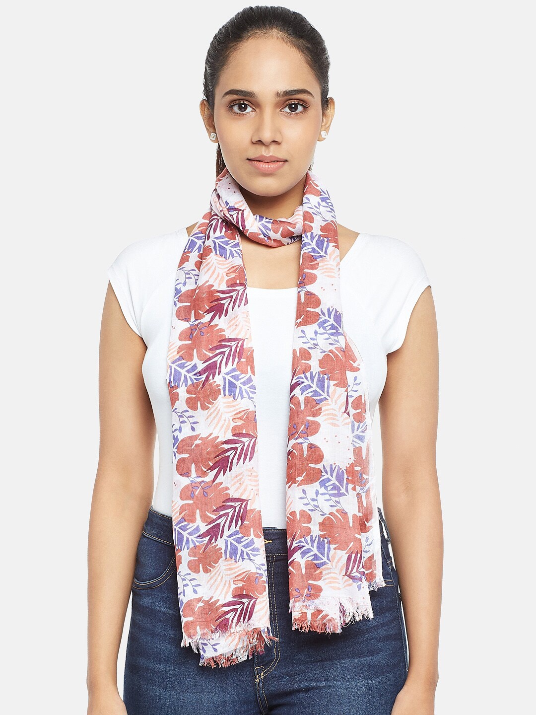 Honey by Pantaloons Women Brown & White Printed Scarf