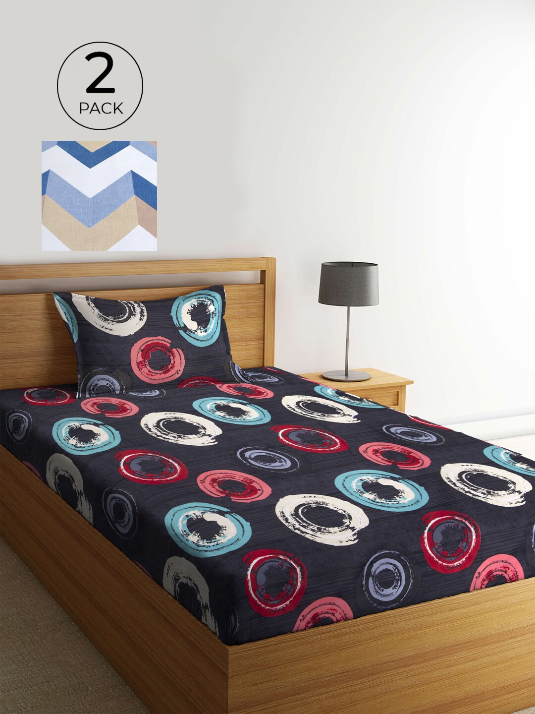KLOTTHE Charcoal Grey & White Geometric 210 TC 2 Single Bedsheets with 2 Pillow Covers
KLOTTHE Charcoal Grey & White Geometric 210 TC 2 Single Bedsheets with 2 Pillow Covers