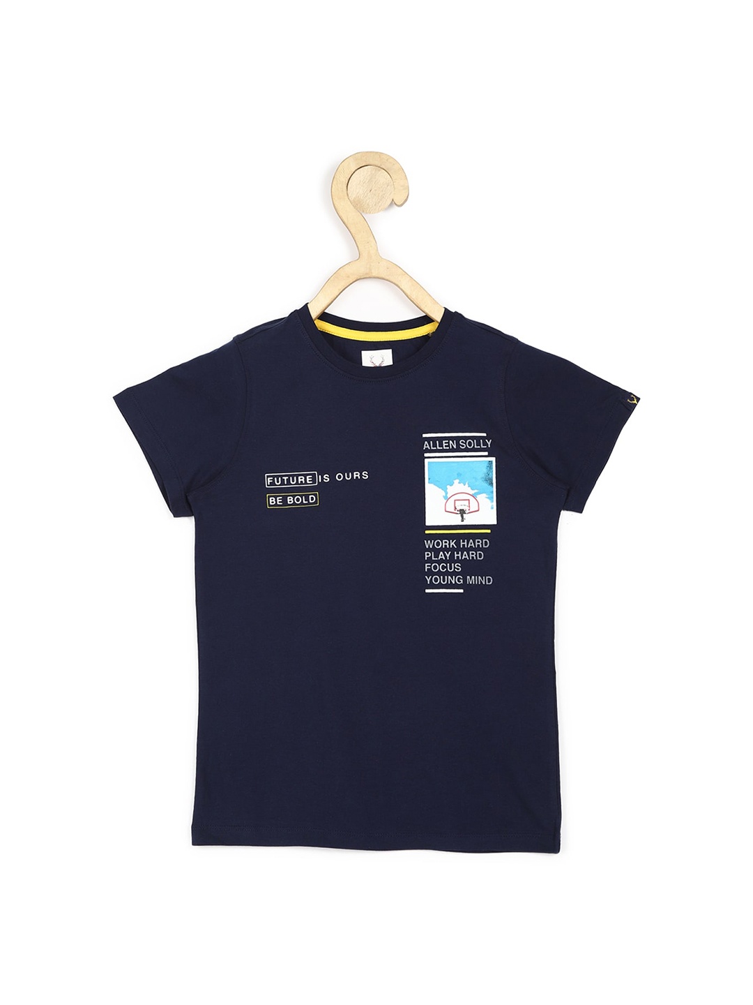Allen Solly Junior Boys Navy Blue Sports Applique Printe T-shirt
