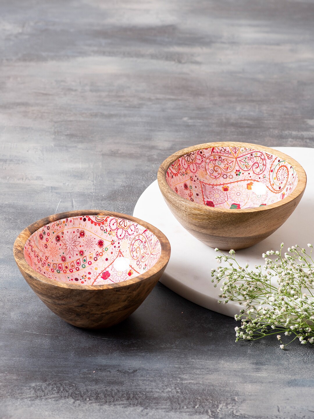 nestroots Pink & Brown 2 Pieces Enamel Printed Hand Crafted Decorative Serving Bowls
nestroots Pink & Brown 2 Pieces Enamel Printed Hand Crafted Decorative Serving Bowls