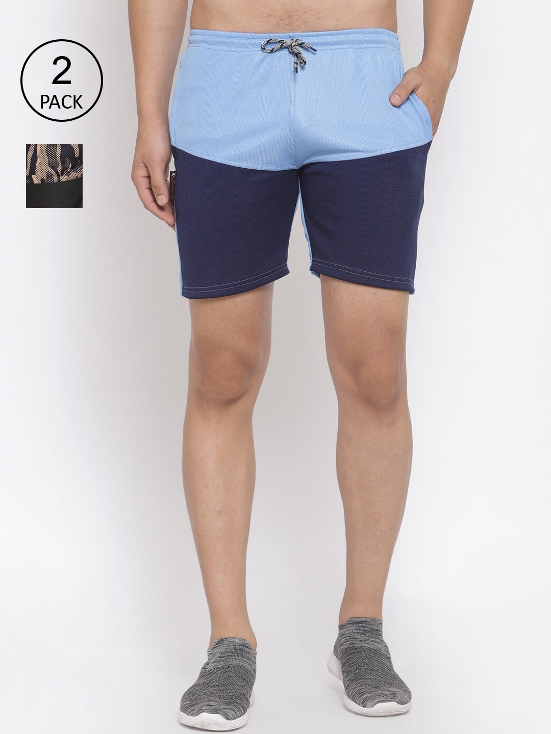 KLOTTHE Men Pack Of 2 Rapid-Dry Sports Shorts, Blue