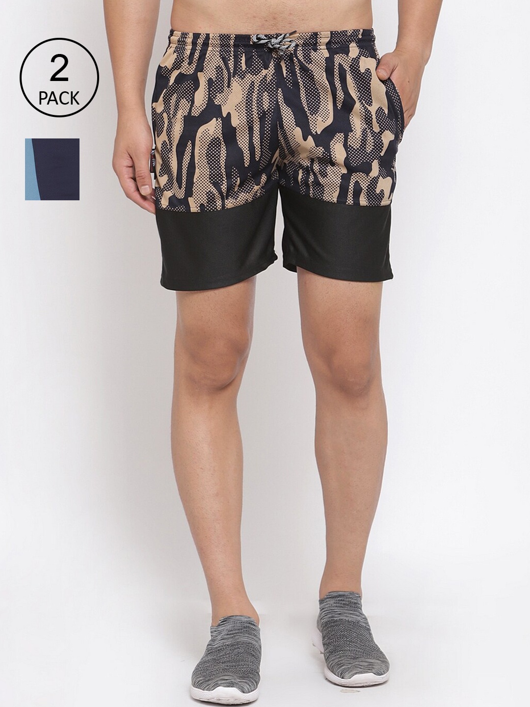 KLOTTHE Men Pack Of 2 Rapid-Dry Sports Shorts, Blue