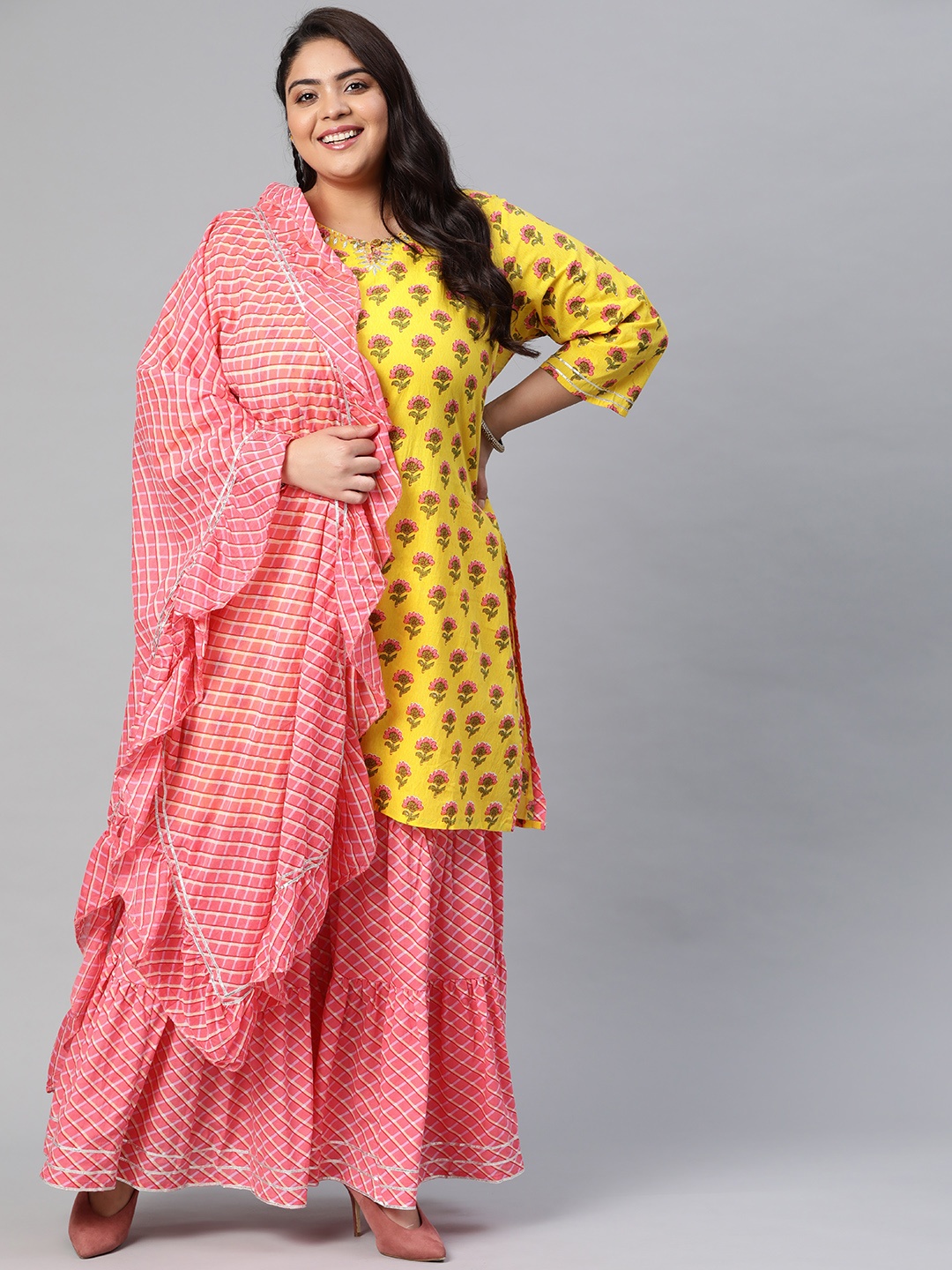 Divena Women Yellow Floral Printed Regular Pure Cotton Kurta with Palazzos & With Dupatta
Divena Women Yellow Floral Printed Regular Pure Cotton Kurta with Palazzos & With Dupatta