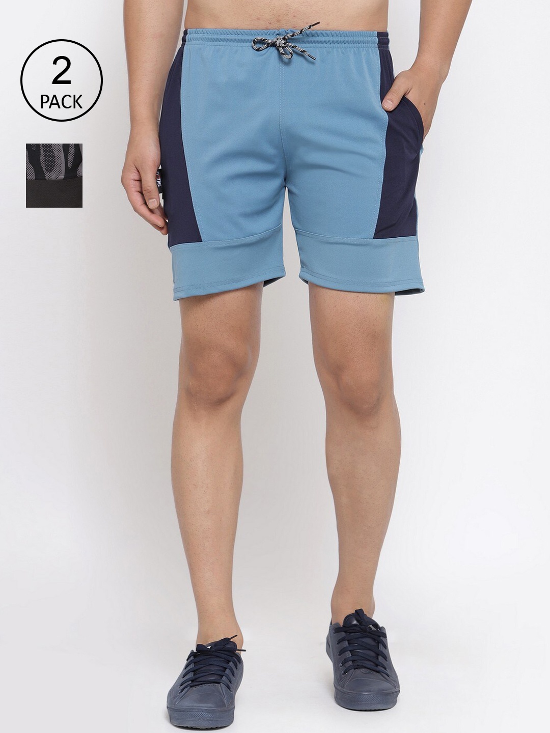 KLOTTHE Men Pack Of 2 Multicoloured Colourblocked Rapid Dry Training or Gym Sports Shorts, Multi
KLOTTHE Men Pack Of 2 Multicoloured Colourblocked Rapid Dry Training or Gym Sports Shorts, Multi