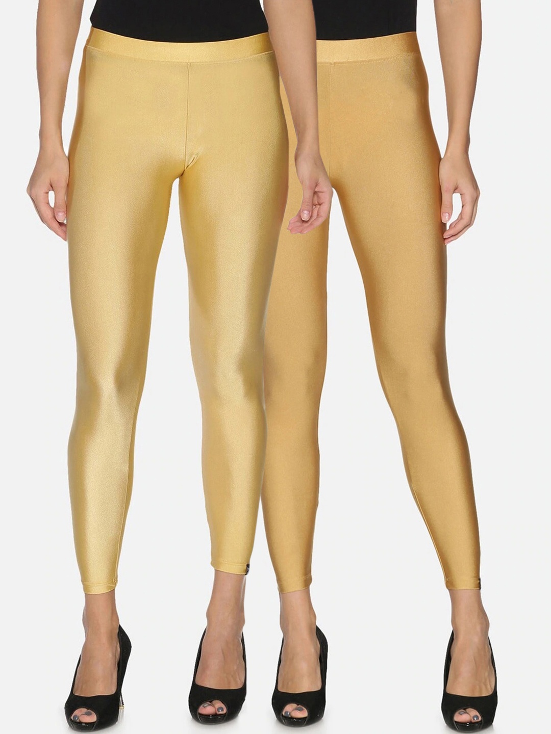 TWIN BIRDS Women Pack Of 2 Gold-Coloured Solid Tailored-Fit Ankle-Length Shimmer Leggings
TWIN BIRDS Women Pack Of 2 Gold-Coloured Solid Tailored-Fit Ankle-Length Shimmer Leggings
