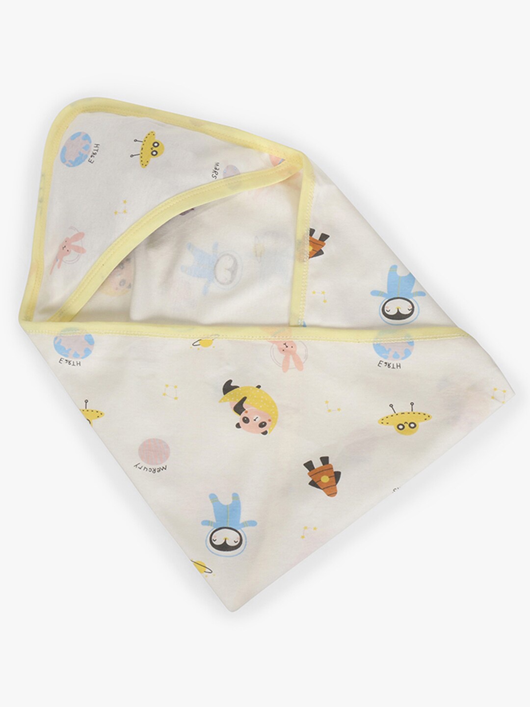 POKORY Yellow & Off White Mild Winter 110 GSM Single Bed Blanket