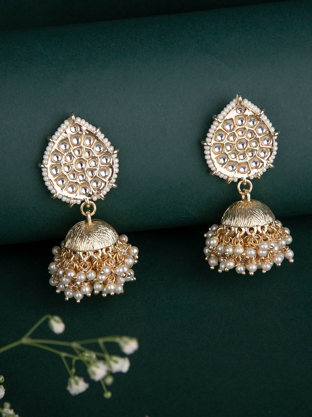 Queen Be Gold-Toned Contemporary Jhumkas Earrings