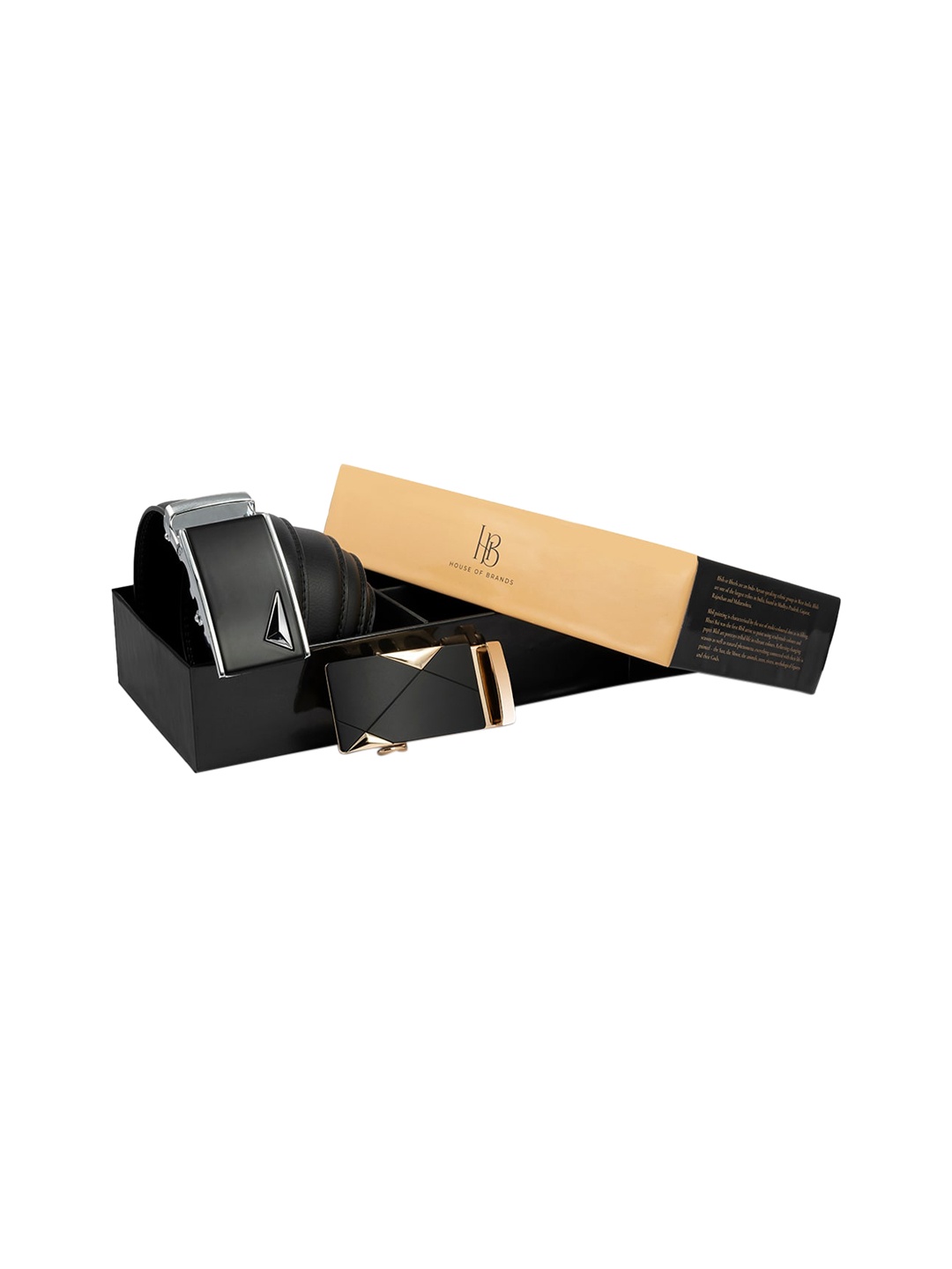Bange Men Black Genuine Leather Belt With Two Premium Interchangeable Buckles
