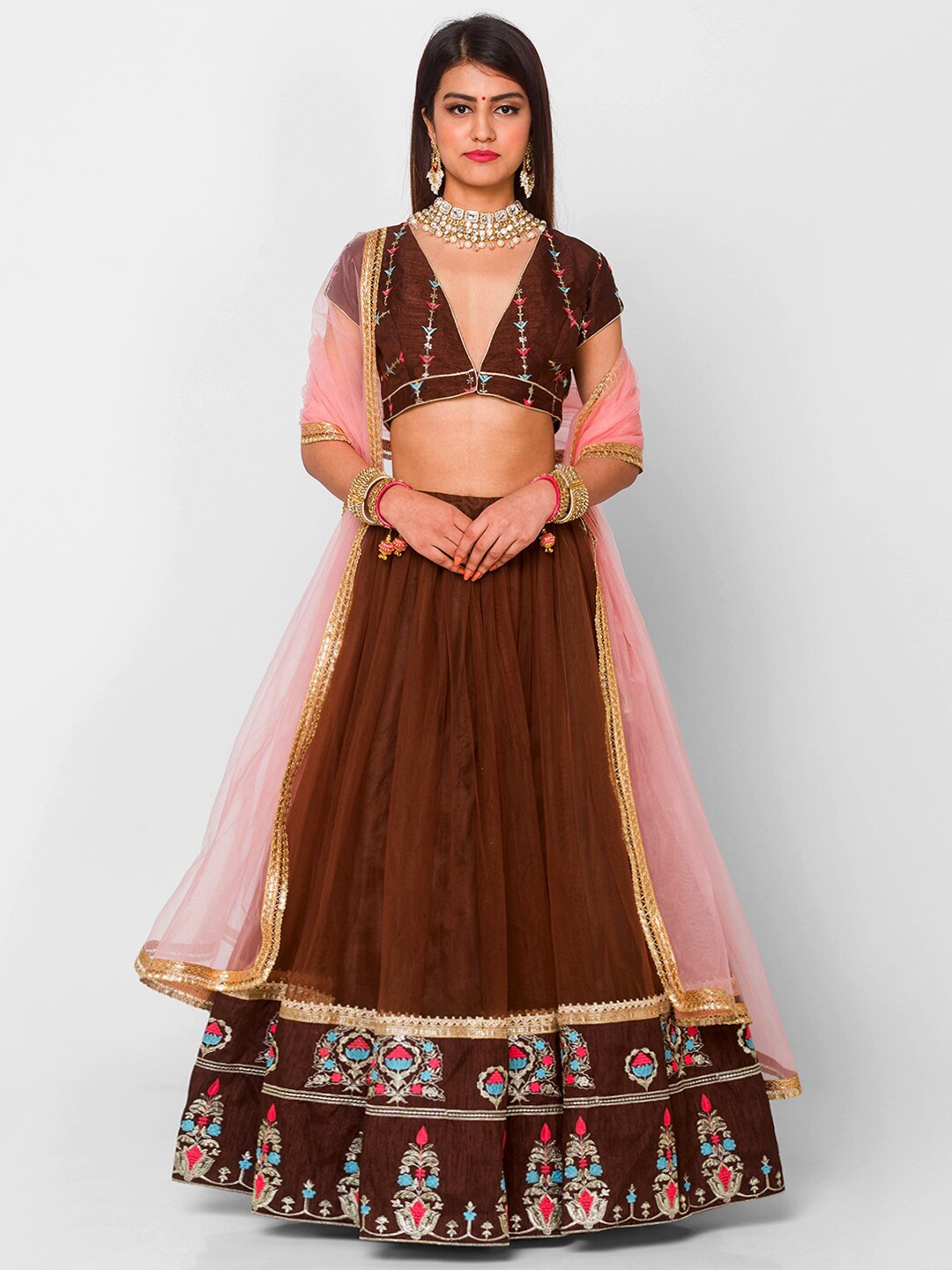 6Y COLLECTIVE Coffee Brown & Gold-Toned Semi-Stitched Lehenga & Unstitched Blouse Dupatta
6Y COLLECTIVE Coffee Brown & Gold-Toned Semi-Stitched Lehenga & Unstitched Blouse Dupatta