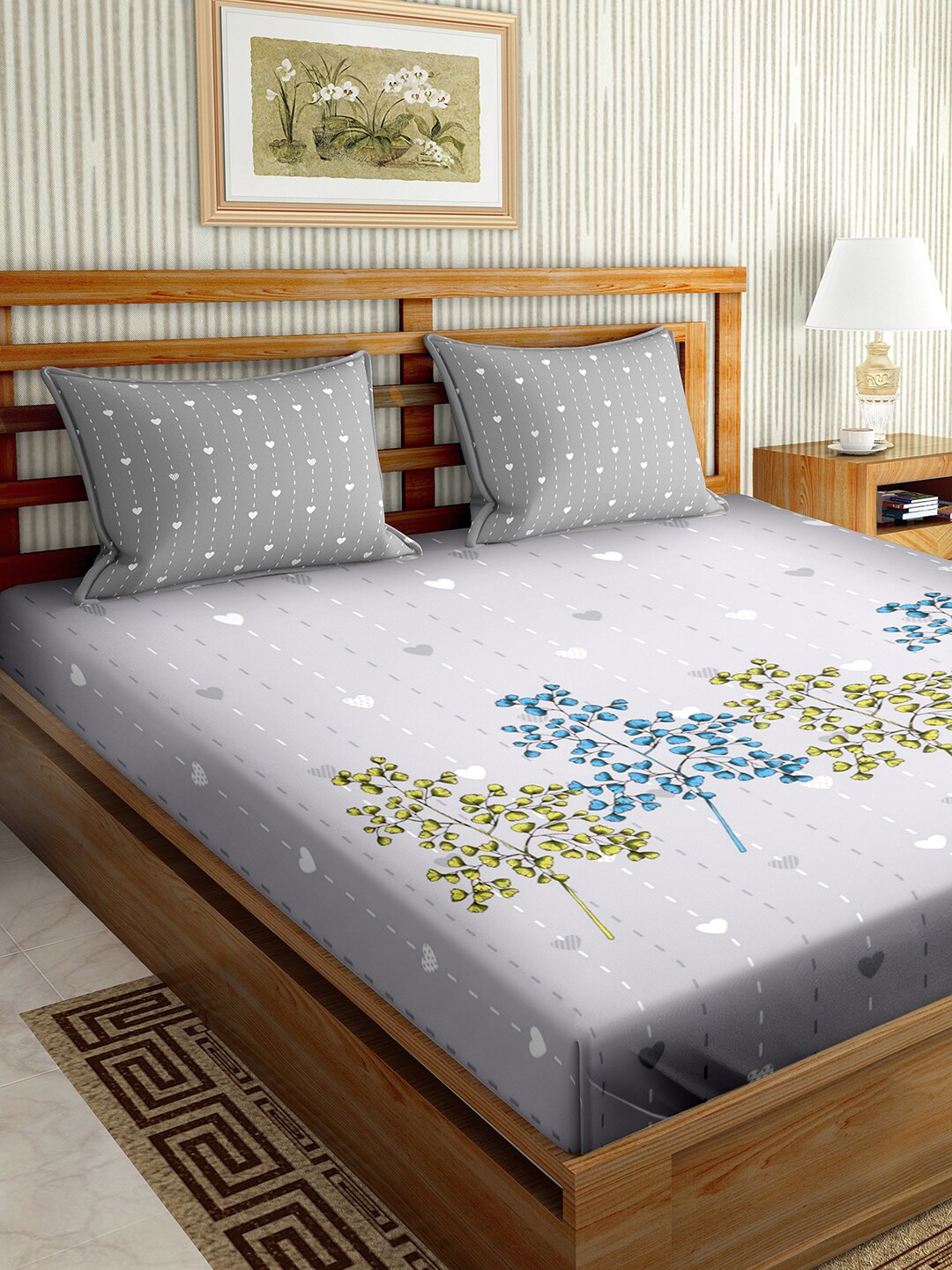 BELLA CASA Mysterious Grey & White Floral 150 TC Cotton King Bedsheet with 2 Pillow Covers
BELLA CASA Mysterious Grey & White Floral 150 TC Cotton King Bedsheet with 2 Pillow Covers