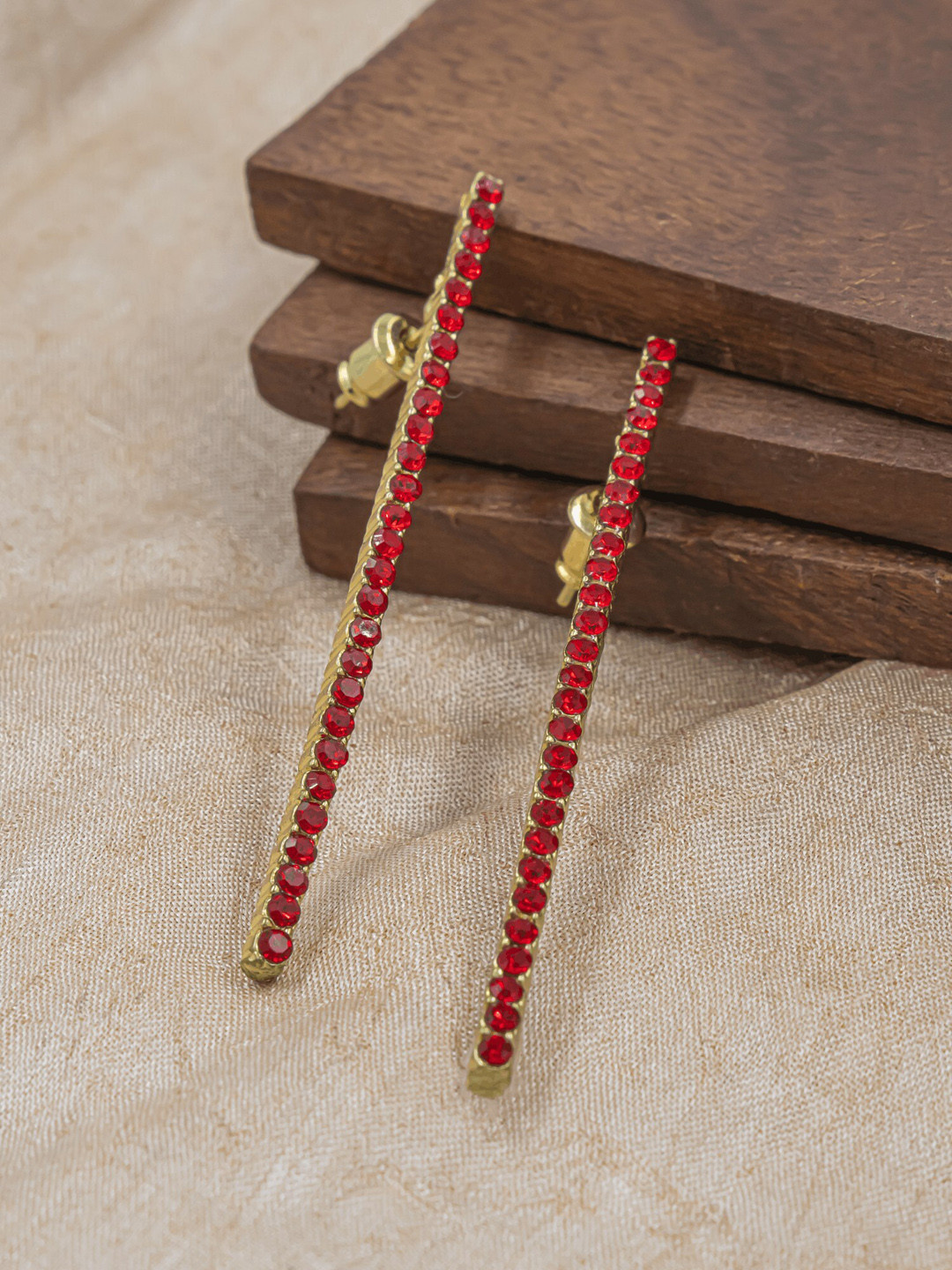 Bellofox Red & Gold-Toned Contemporary Studs Earrings 
Bellofox Red & Gold-Toned Contemporary Studs Earrings