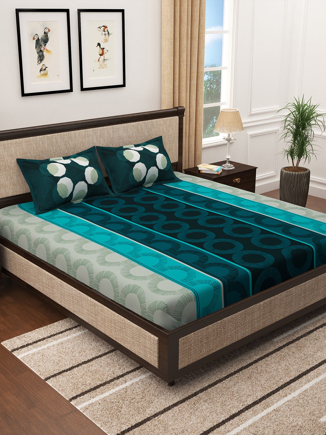 Story@home Turquoise Blue Geometric Printed 300 TC King Size Bedsheet With 2 Pillow Cover
Story@home Turquoise Blue Geometric Printed 300 TC King Size Bedsheet With 2 Pillow Cover