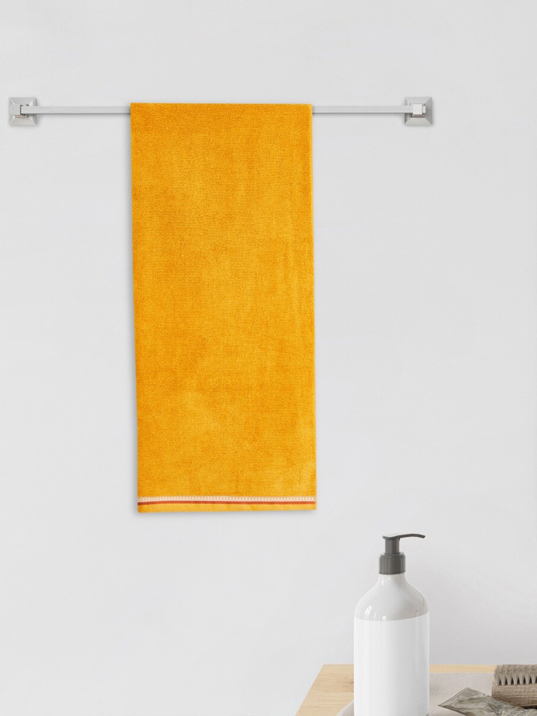 Home Centre Yellow Solid 110 GSM Cotton Bath Towel