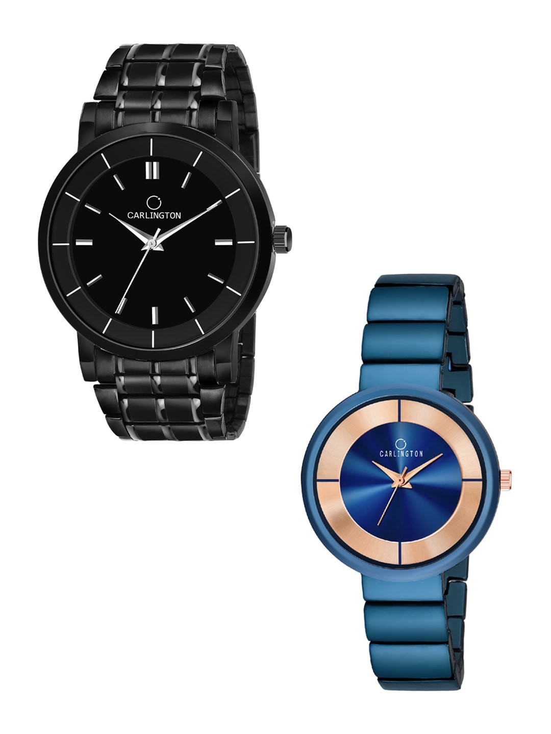 CARLINGTON His & Her Black & Blue Dial & Stainless Steel Bracelet Style Analogue Watch
CARLINGTON His & Her Black & Blue Dial & Stainless Steel Bracelet Style Analogue Watch
