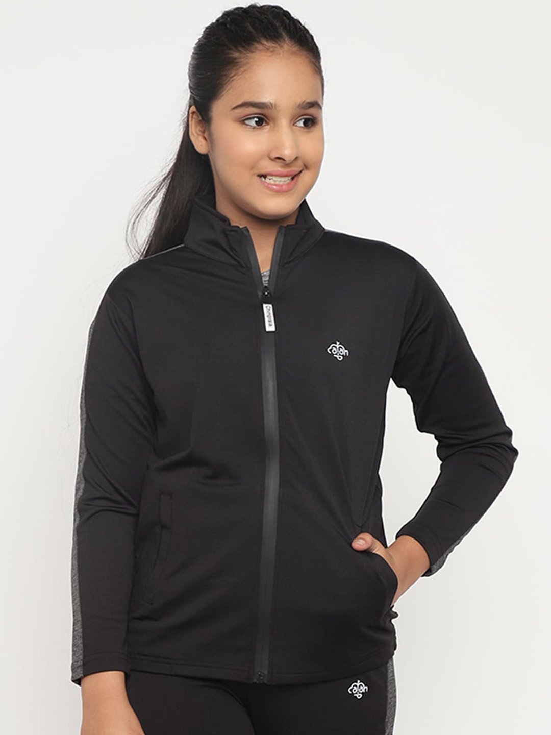 CHIMPRALA Girls Black Lightweight Sporty Jacket