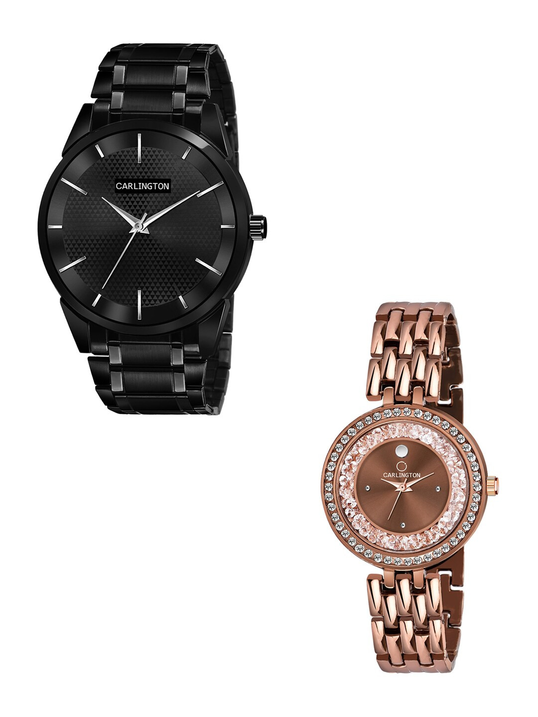 CARLINGTON Unisex Set of 2 Brass Dial & Stainless Steel Straps Watch Combo CT-6010BB, Black
CARLINGTON Unisex Set of 2 Brass Dial & Stainless Steel Straps Watch Combo CT-6010BB, Black