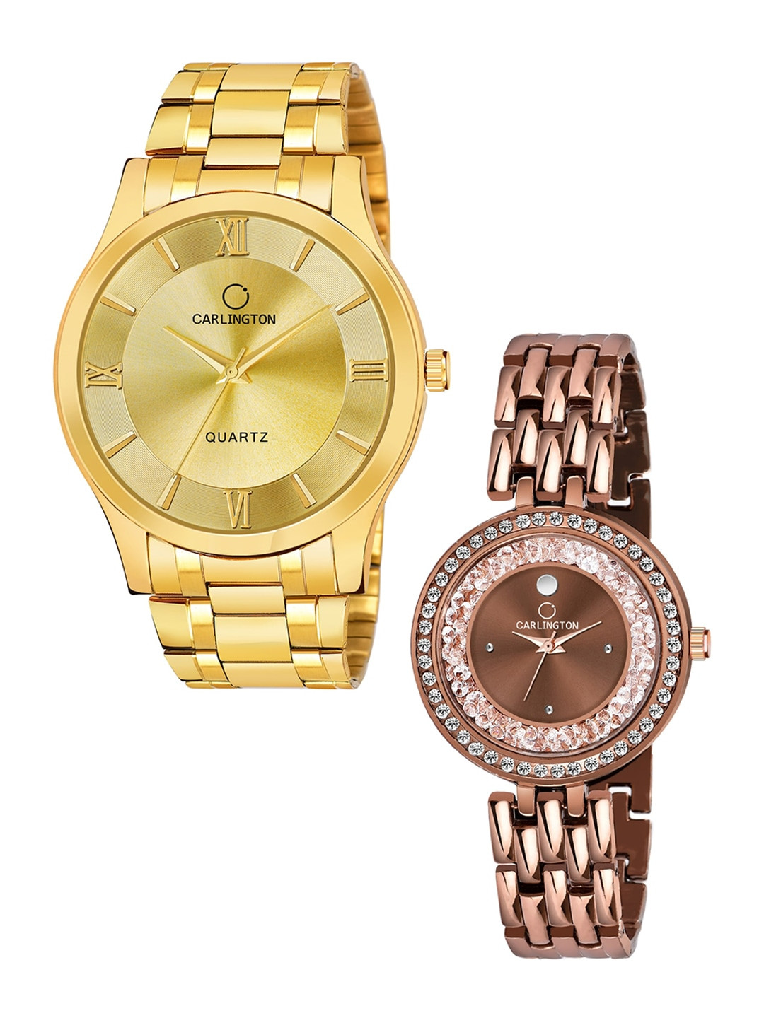 CARLINGTON Pack-2 Bracelet Style Straps Watch Combo CT-6130GG and Mova Diamond Brown, Gold 
CARLINGTON Pack-2 Bracelet Style Straps Watch Combo CT-6130GG and Mova Diamond Brown, Gold