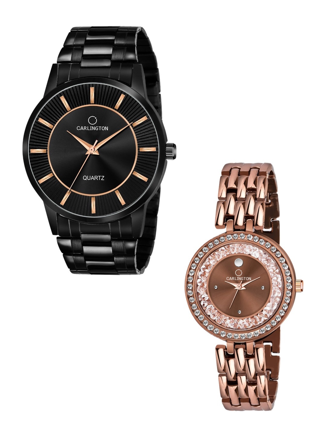 CARLINGTON Unisex Set of 2 Brass Dial & Steel Straps Analogue Watch Combo CT-6020BB, Black
CARLINGTON Unisex Set of 2 Brass Dial & Steel Straps Analogue Watch Combo CT-6020BB, Black