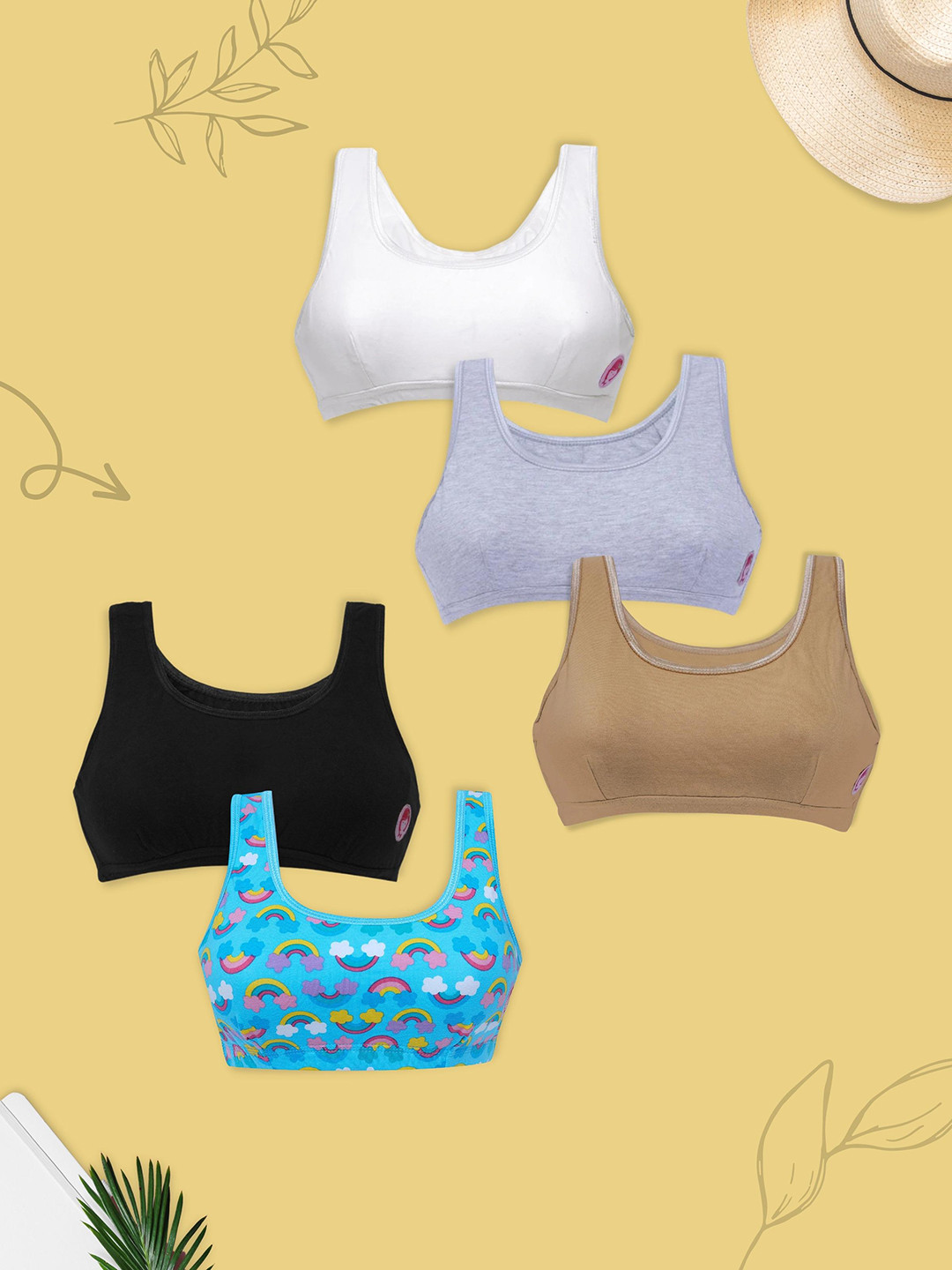 Girls Pack Of 5 Double Layer Premium Cotton Non-Wired Non Padded Beginners Bra DCBRAU7002/xxxs, Multi
Girls Pack Of 5 Double Layer Premium Cotton Non-Wired Non Padded Beginners Bra DCBRAU7002/xxxs, Multi